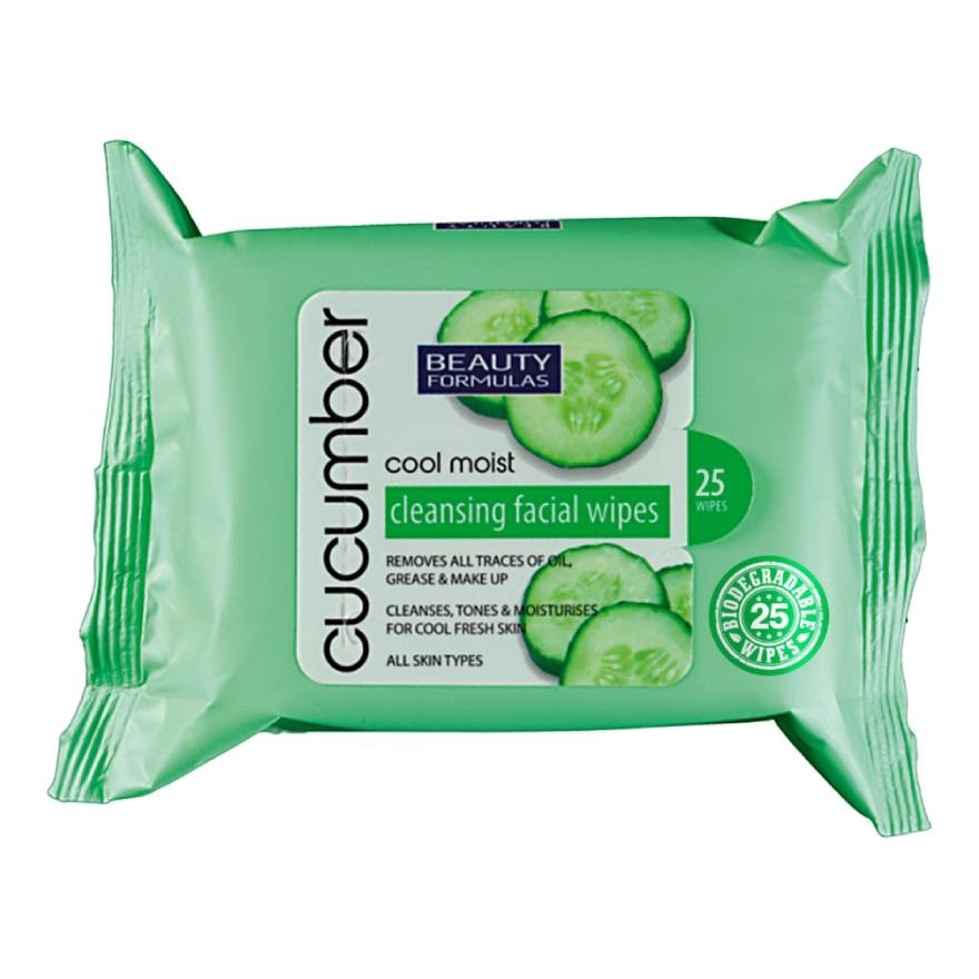 Beauty Formulas Cool Moist Cucumber Cleansing Facial Wieps 25s