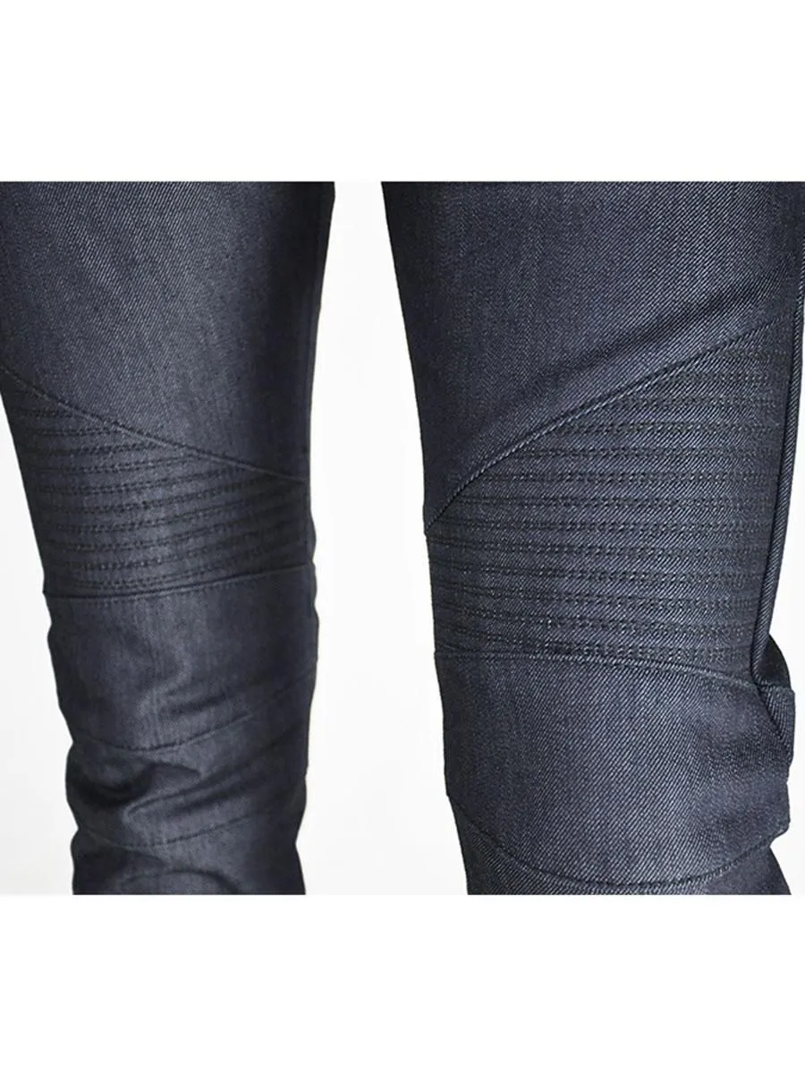 SIMPLE&RAW Deep Raw Biker Skinny Fit Jeans Sk811-1 Dark Blue