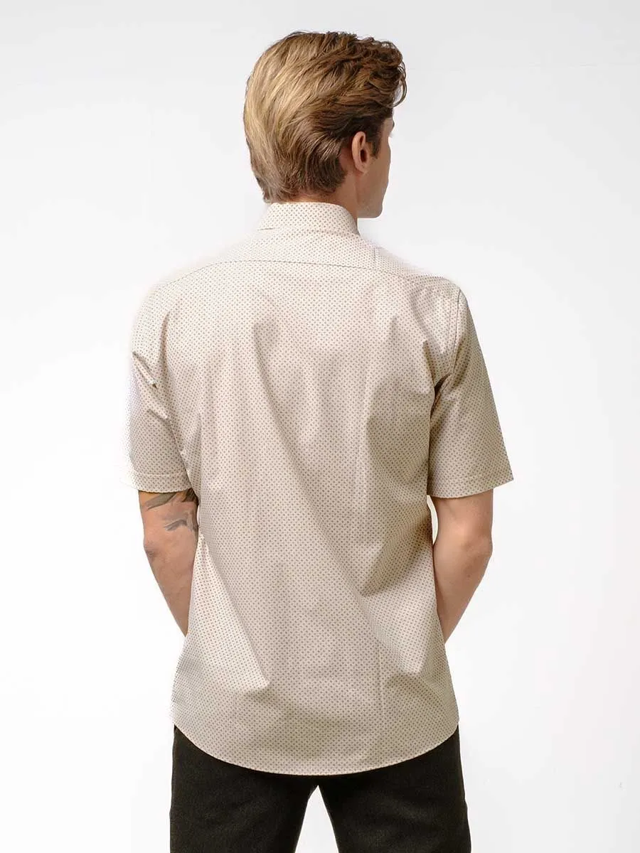 OLYMP MEN SHIRT  SHORT SLEEVES  CLAMATE CONTROL DYNAMIC FLEX  MODERN FIT  BROWN