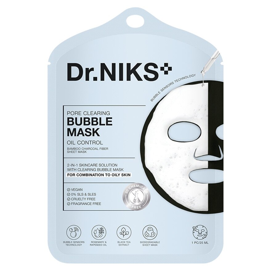 Dr.NIKS Pore Clearing Bubble Mask Oil Control 1'S - Blue