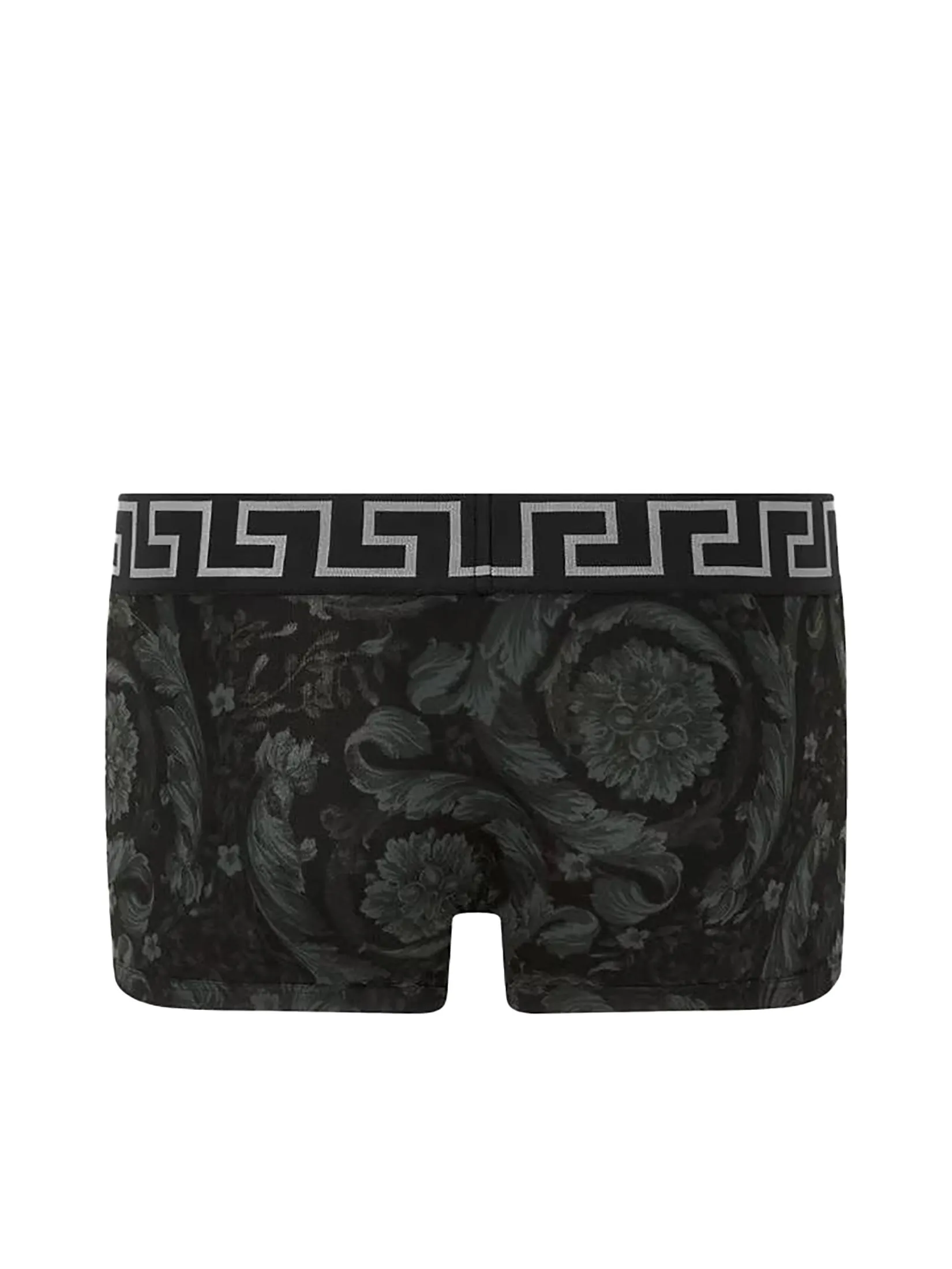 VERSACE UNDERWEAR Men Underwear Short Trunk Stretch Organic Jersey Barocco SS92 All Over - New Logo Black + Grey