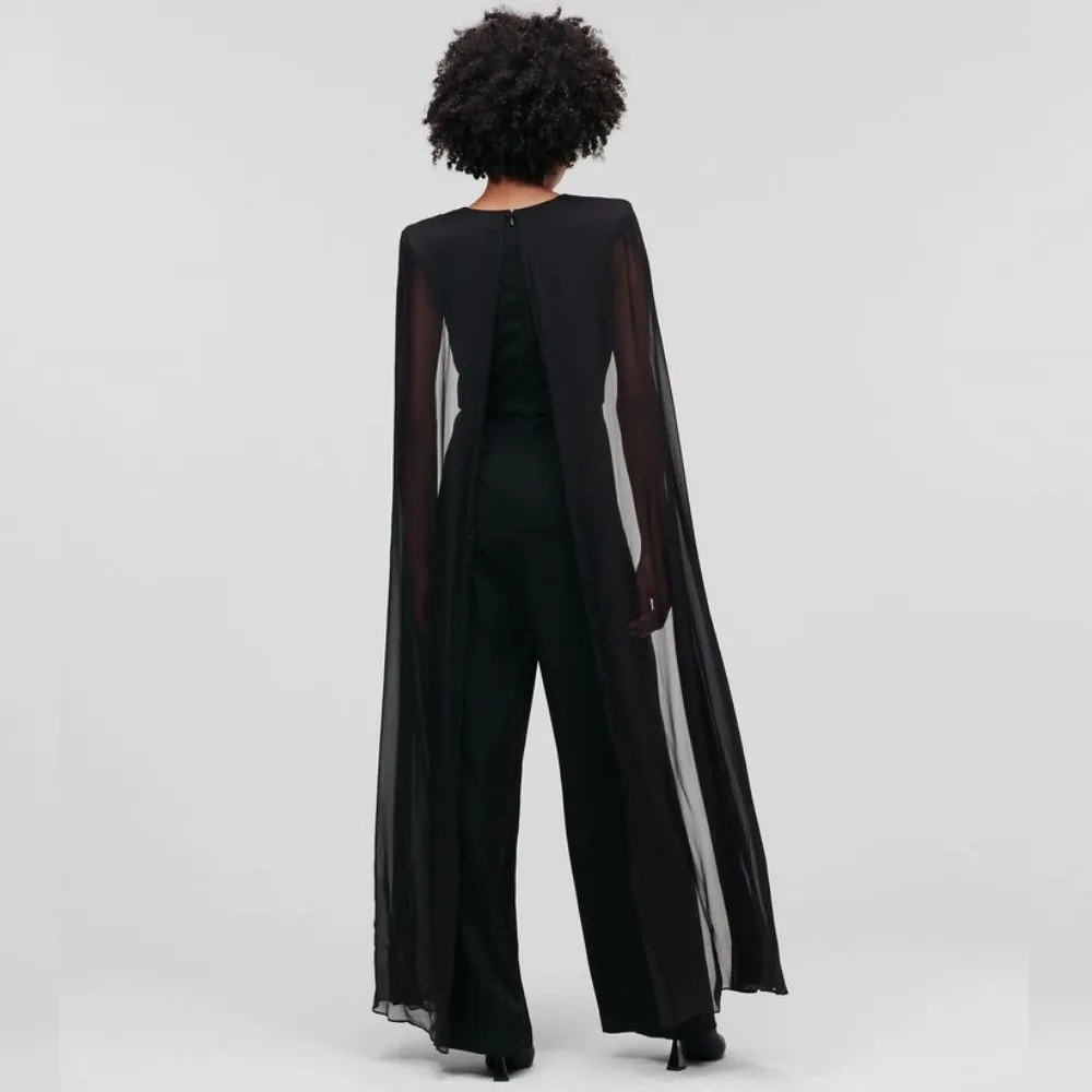 KARL LAGERFELD CAPED JUMPSUIT BLACK