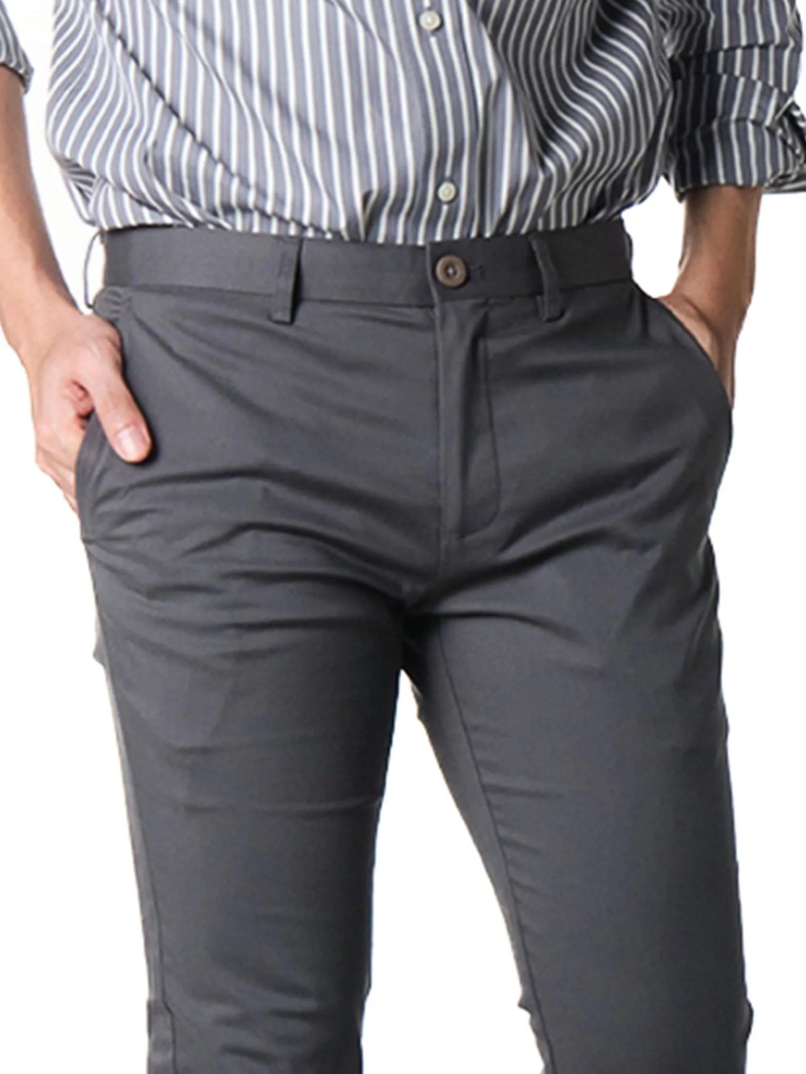 ERA-WON Men's Super Skinny Pants Lightweight Grey