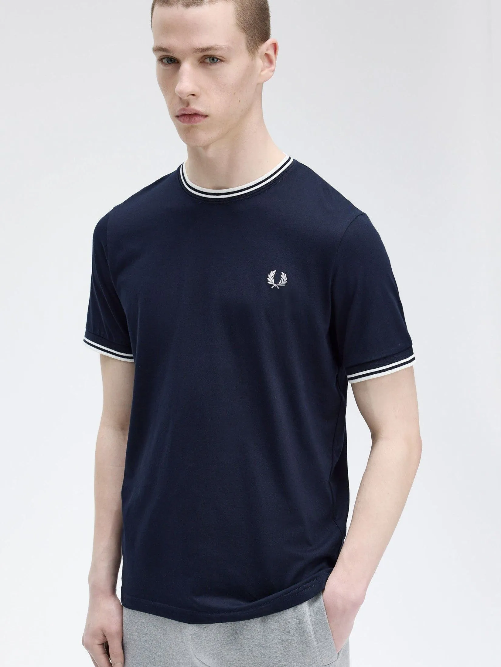 FRED PERRY Men TWINTIPPEDT-SHIRT Navy Blue
