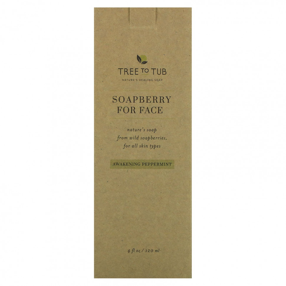 Tree To Tub, Освежающее очищающее средство с мылом и ягодами для жирной и чувствительной кожи, пробуждающая перечная мята, 120 мл (4 жидк. Унции)