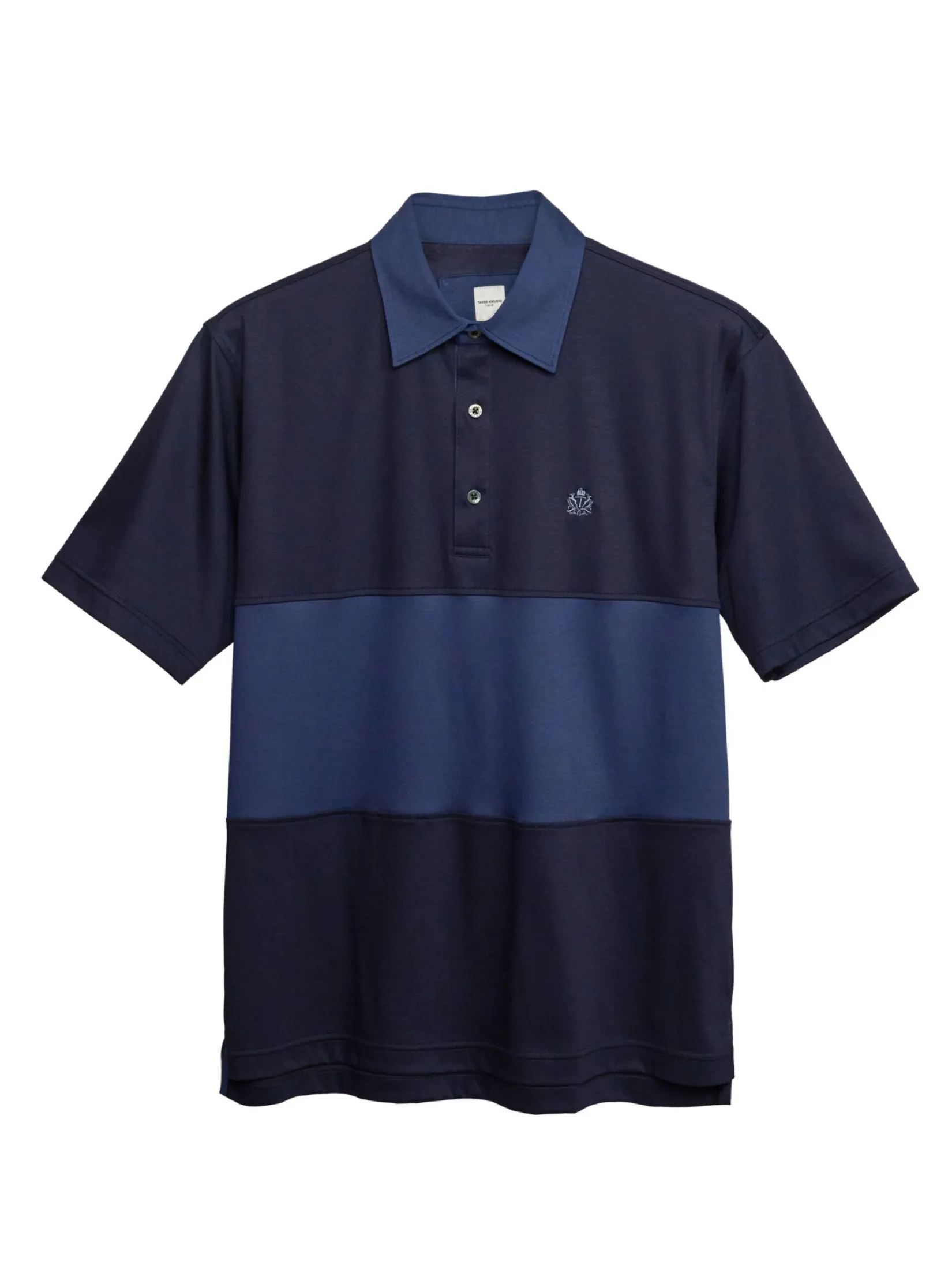 TAKEO KIKUCHI MEN NAVY SOFT ROYAL-COOL CUT&SEW POLO SHIRT