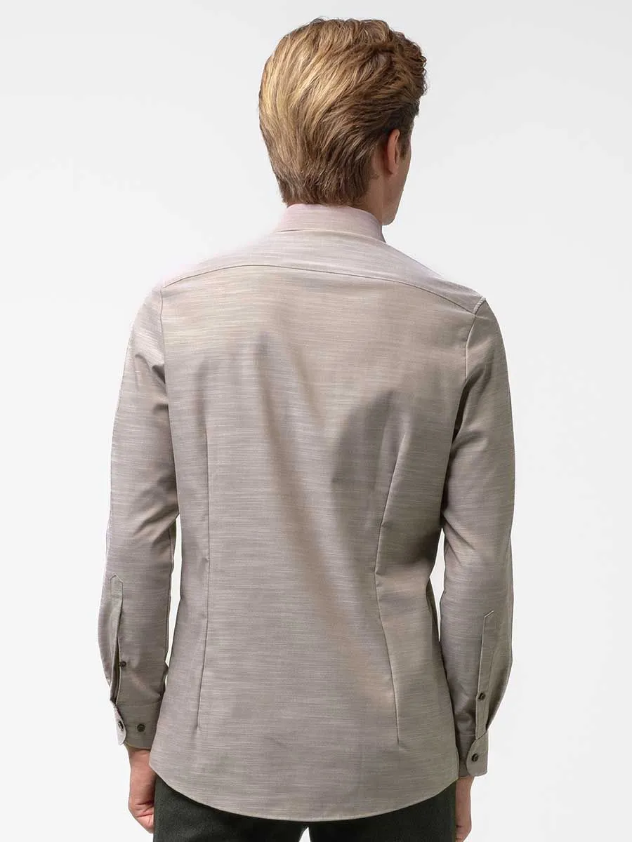 OLYMP MEN SHIRT LONG SLEEVES BODY  FIT BROWN