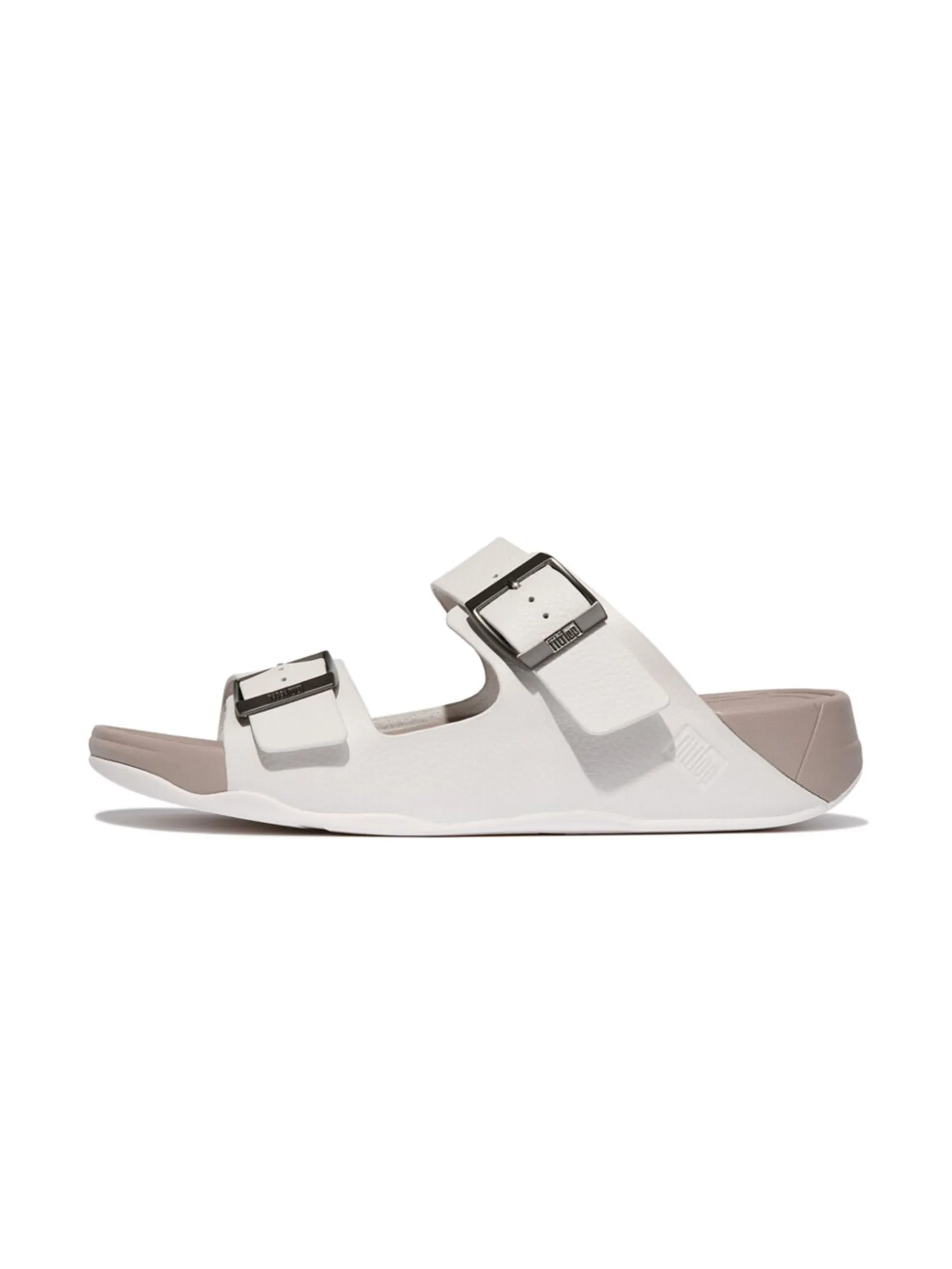 FitFlop™ MEN'S GOGH MOC BUCKLE TUMBLED SLIDES WHITE