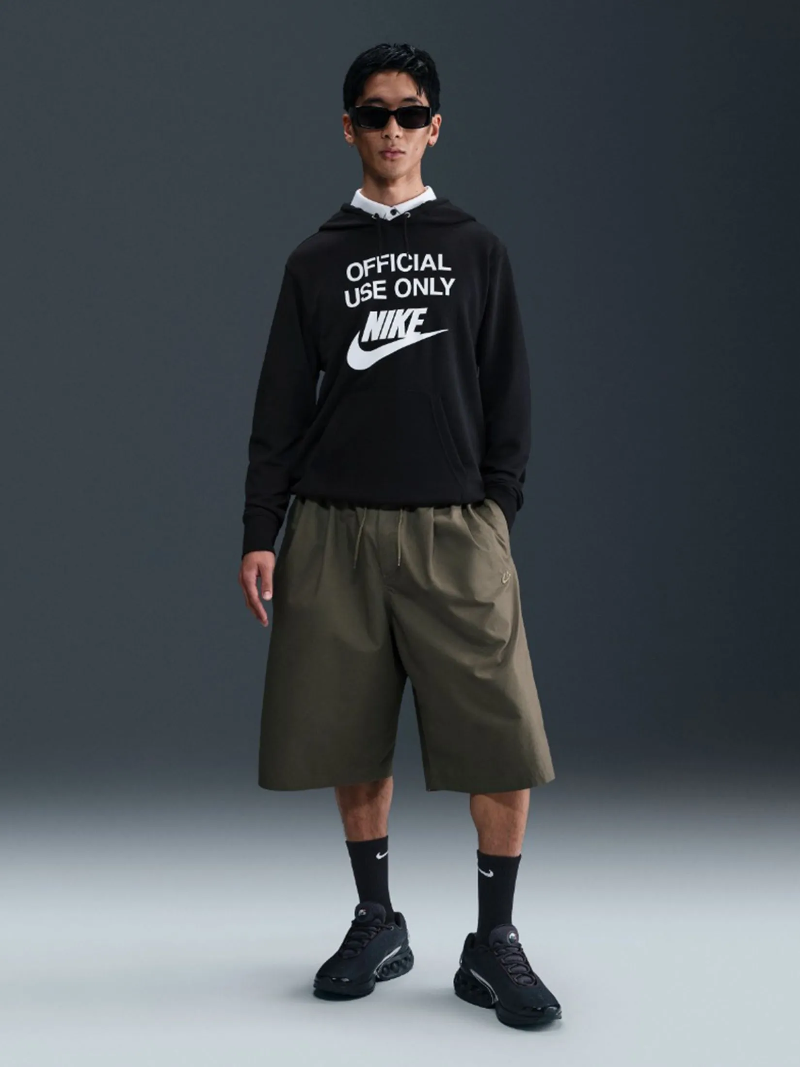 NIKE Men Hoodie Nike Club French Terry Black/Black/White