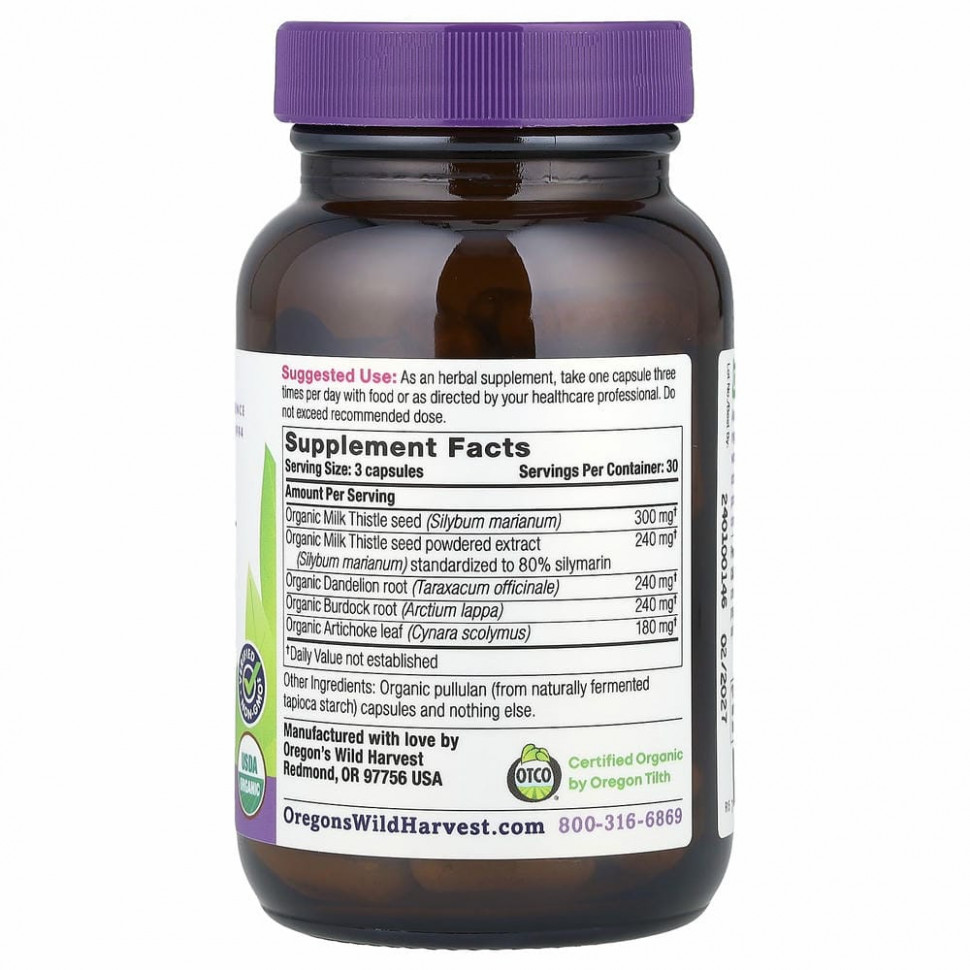 Oregon's Wild Harvest, Расторопша и одуванчик, 90 желатиновых капсул