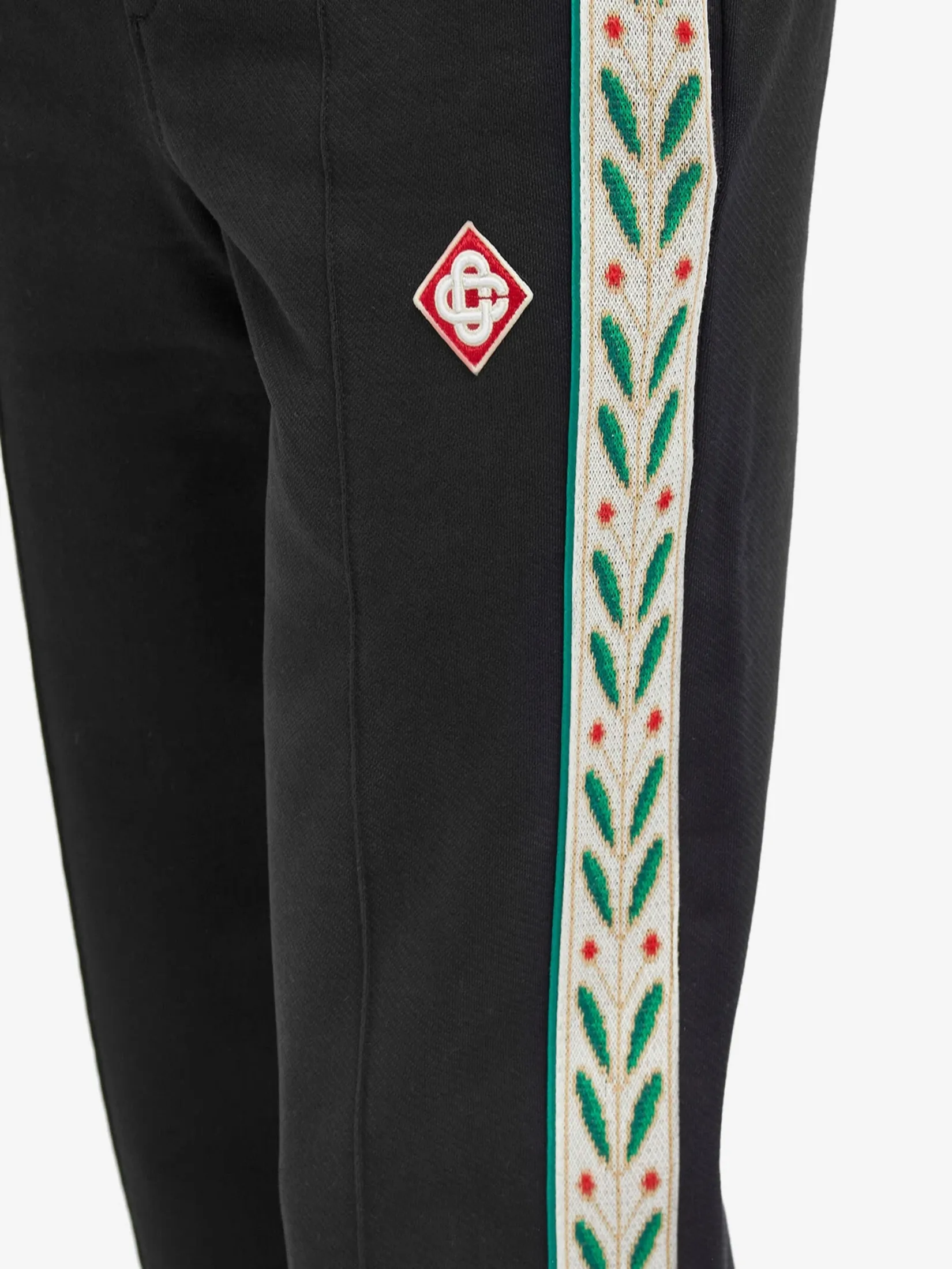 CASABLANCA LAUREL TAPE PANELLED SWEATPANTS IN BLACK LOOPBACK
