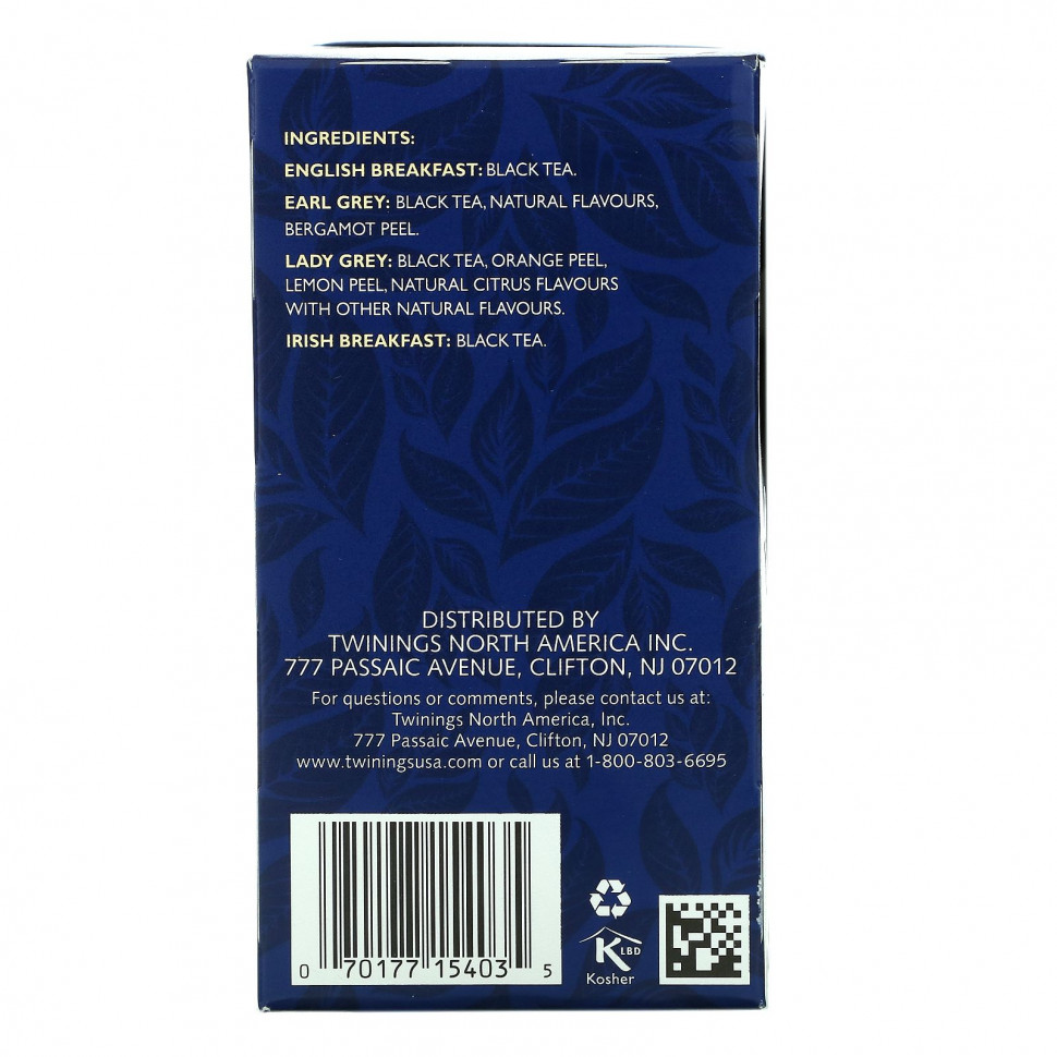 Twinings, черный чай, набор разных сортов, 20 чайных пакетиков, 40 г (1,41 унции)
