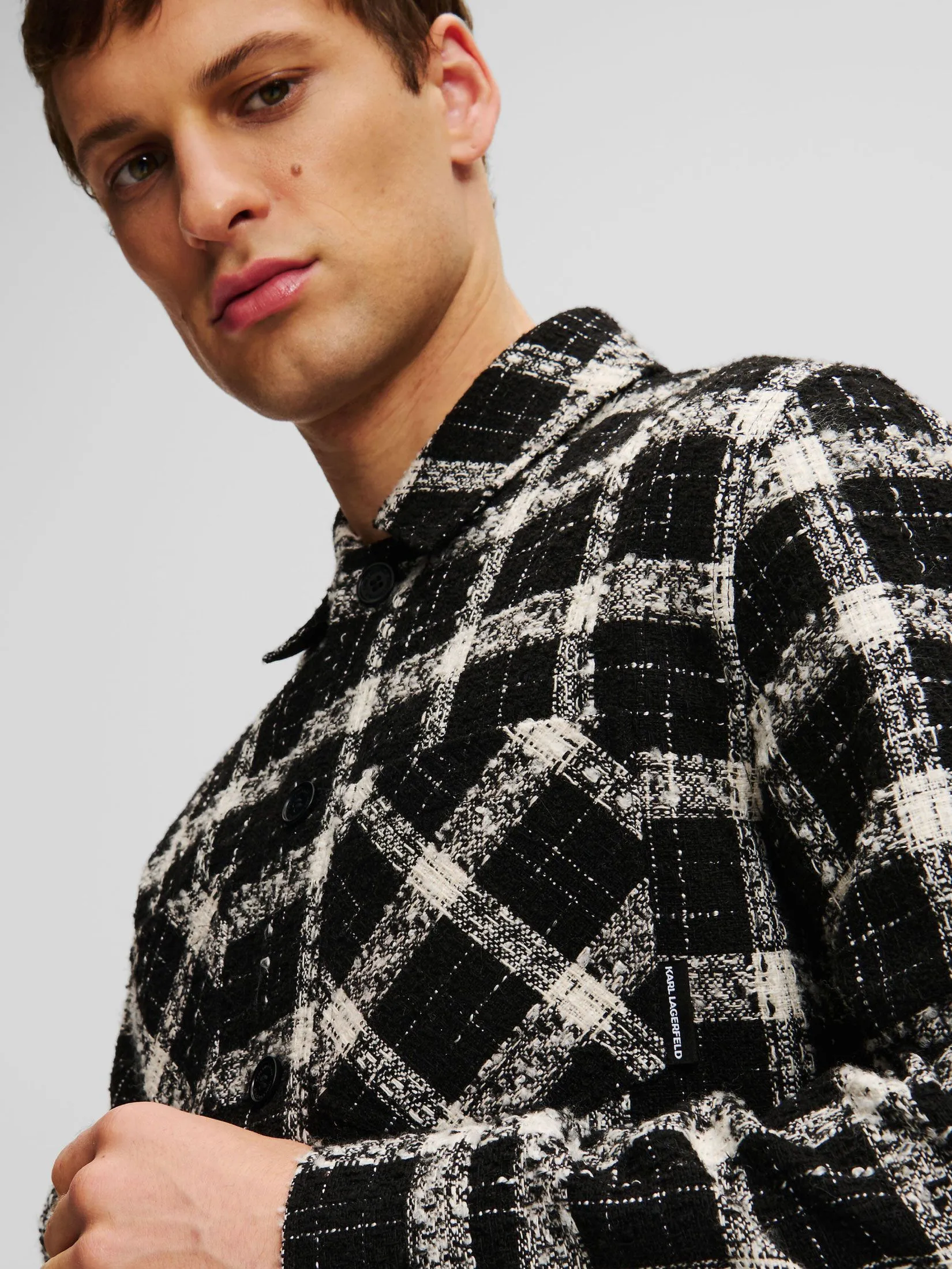 KARL LAGERFELD SEASONAL BOUCLE OVERSHIRT BLACK/WHITE BOUCLE