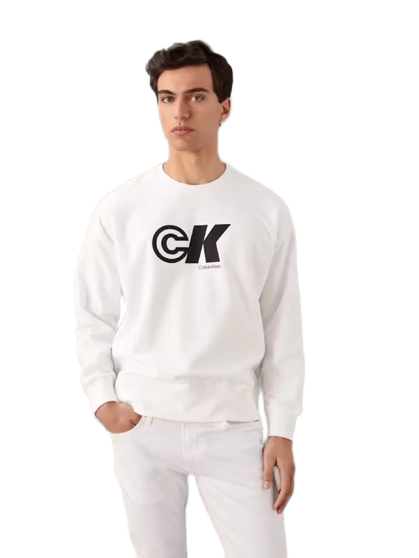 CALVIN KLEIN Men s Relaxed Graphic Logo Sweatshirt White
