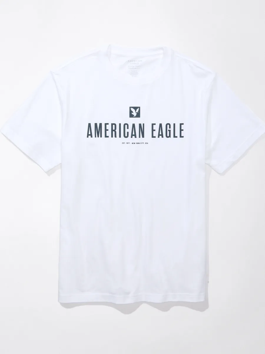 AMERICAN EAGLE MEN G SS CORE BRAND SET IN TEE- PC DYE + SERIOUSLY SOFT WASH 101 AIR WHITE