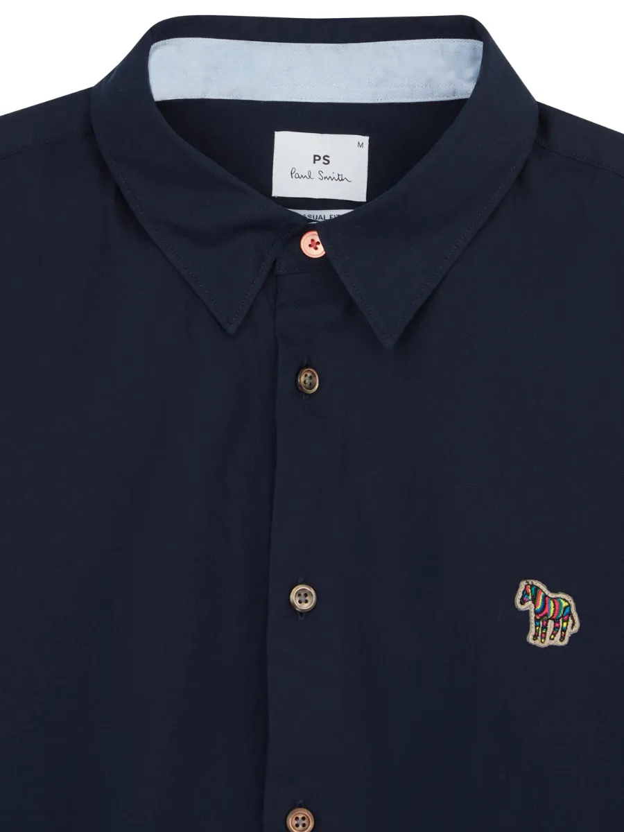 PAUL SMITH SHIRTS MENS SS CASUAL FIT SHIRT ZEB BADGE INKY BLUE