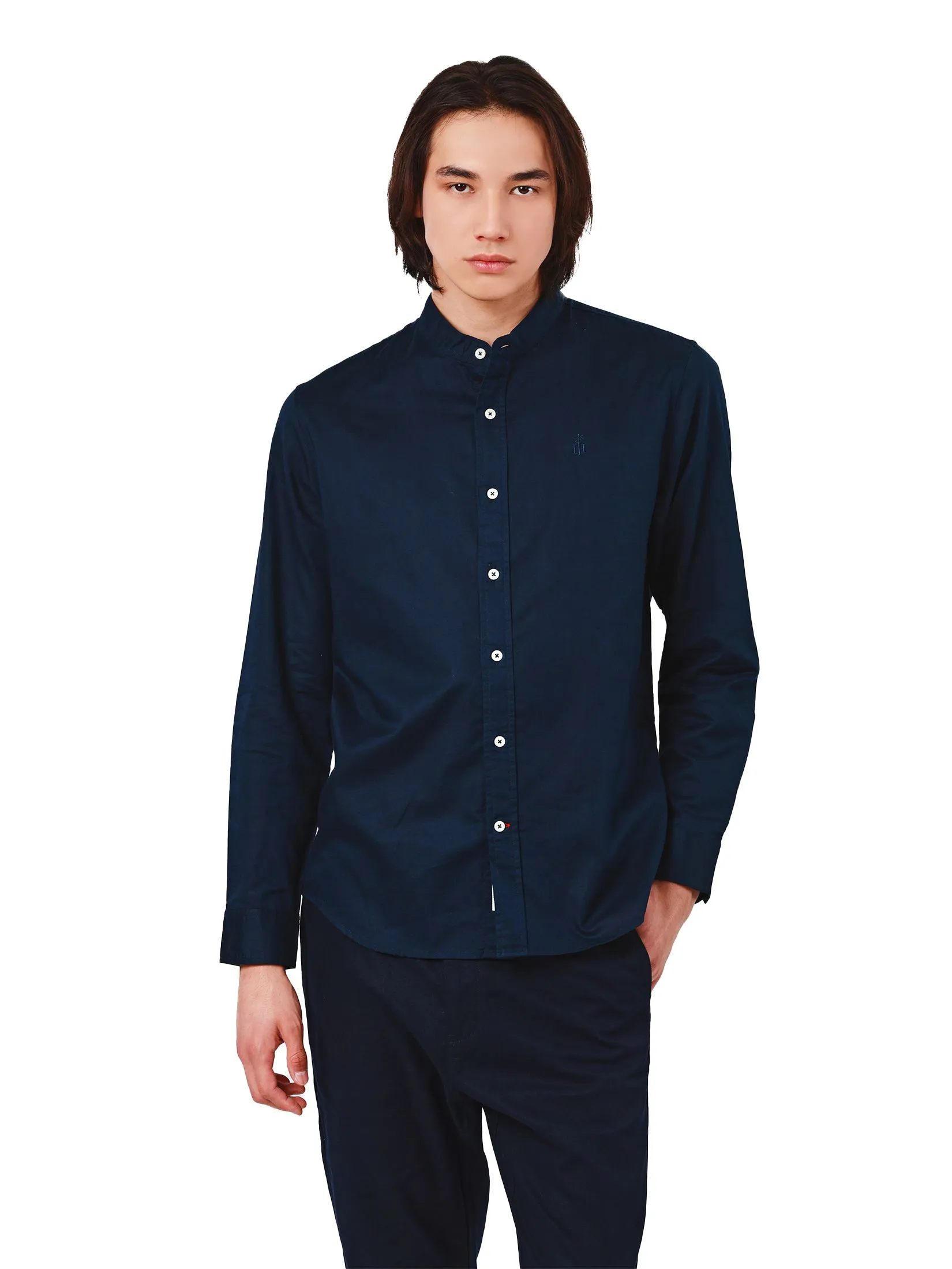 JOHN HENRY Men's Long Sleeves Shirts (Slim Fit) Rejuvenate Vacation Navy