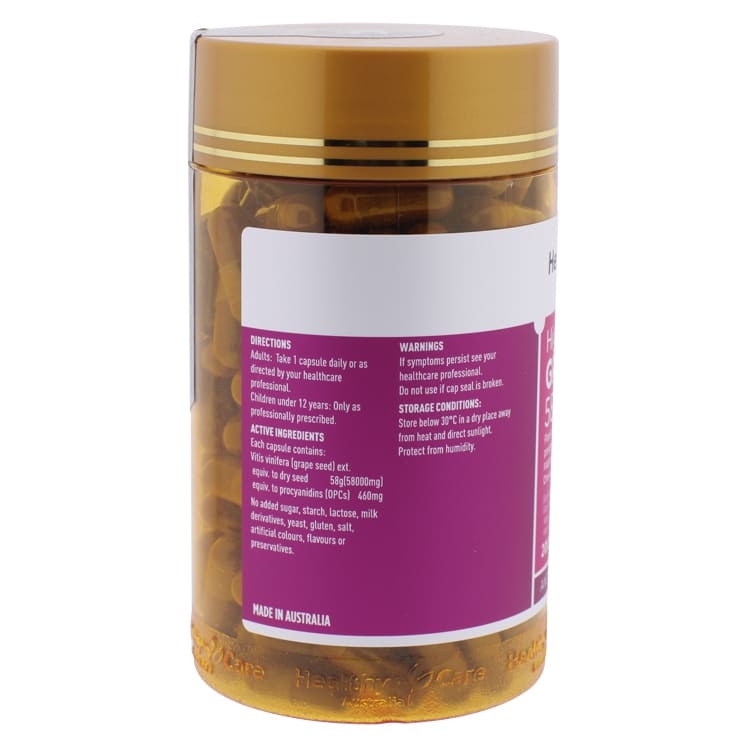 Экстракт виноградной косточки Grape Seed 58000 Healthy Care 200 капсул