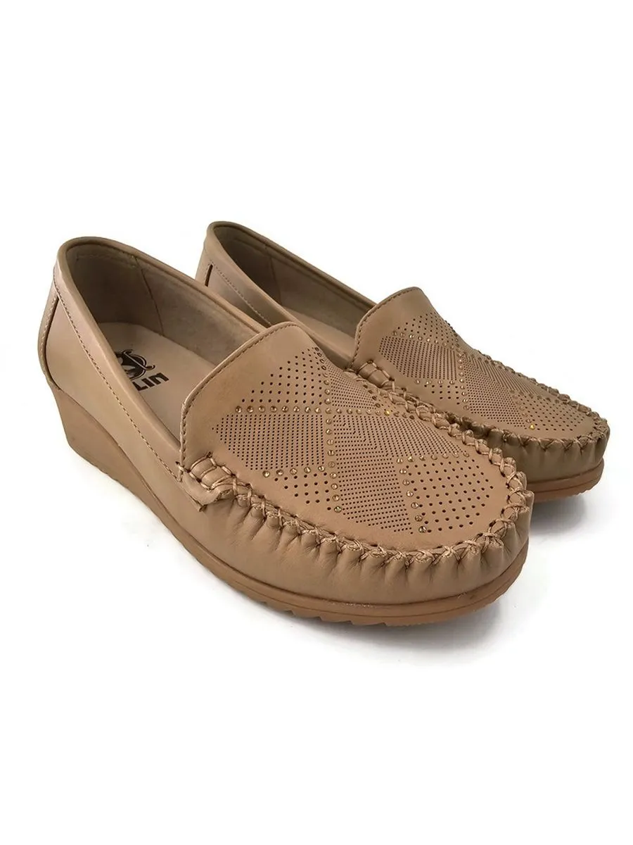 KLIN Woman Wedge Moccasin Coffee