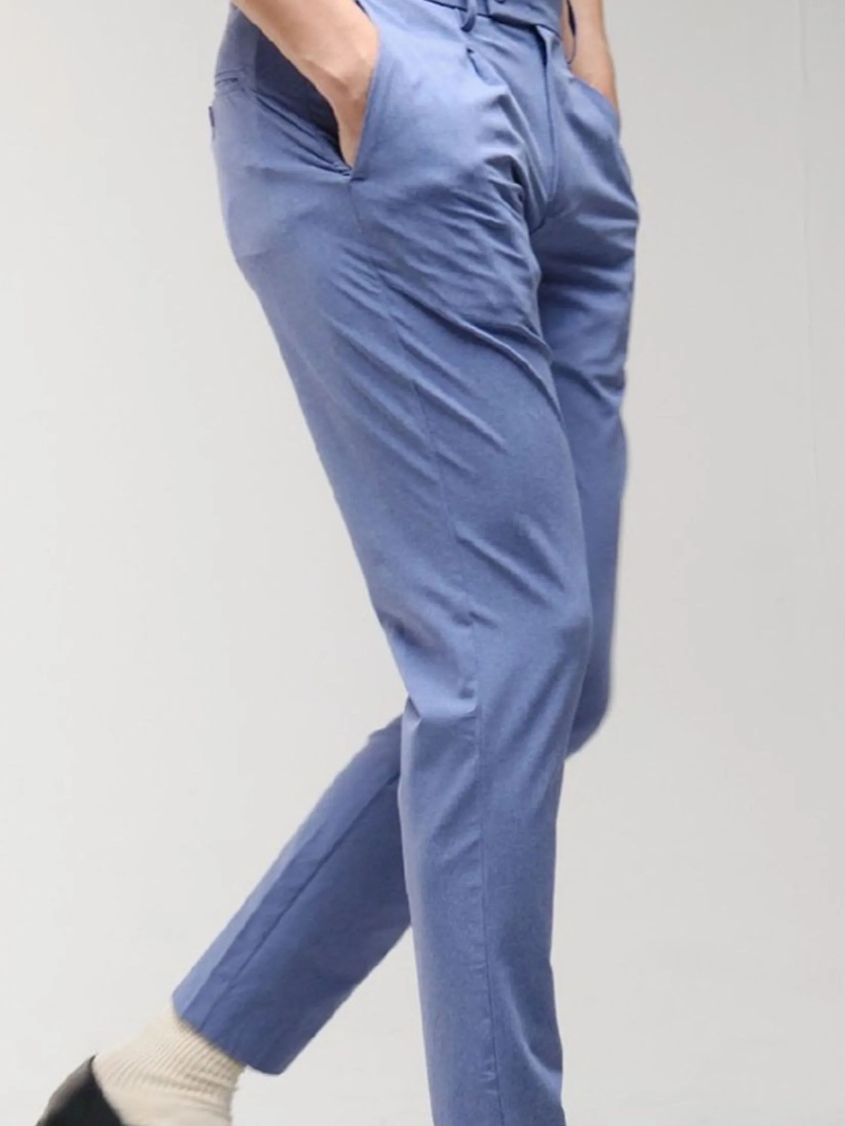 ERA-WON Men's trousers slim straight fit cropped length violet