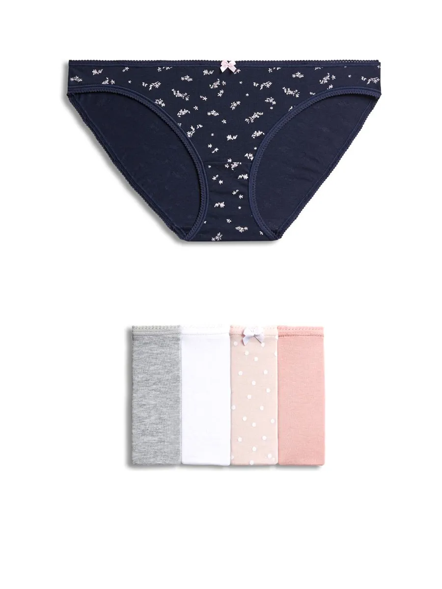 MARKS & SPENCER Women Bikini Knickers Cotton Lycra 5pk Multi-Color
