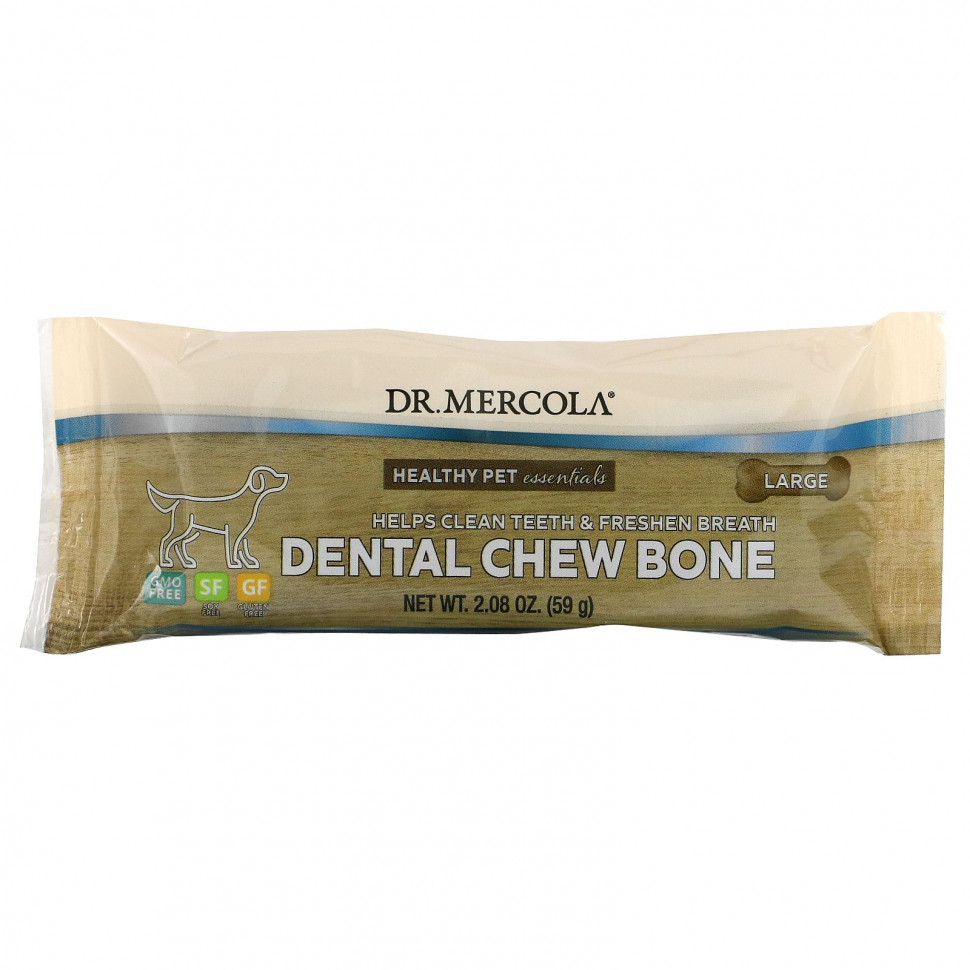 Dr. Mercola, Dental Chew Bone, Large, для собак, 12 костей, 61 г (2,15 унции)