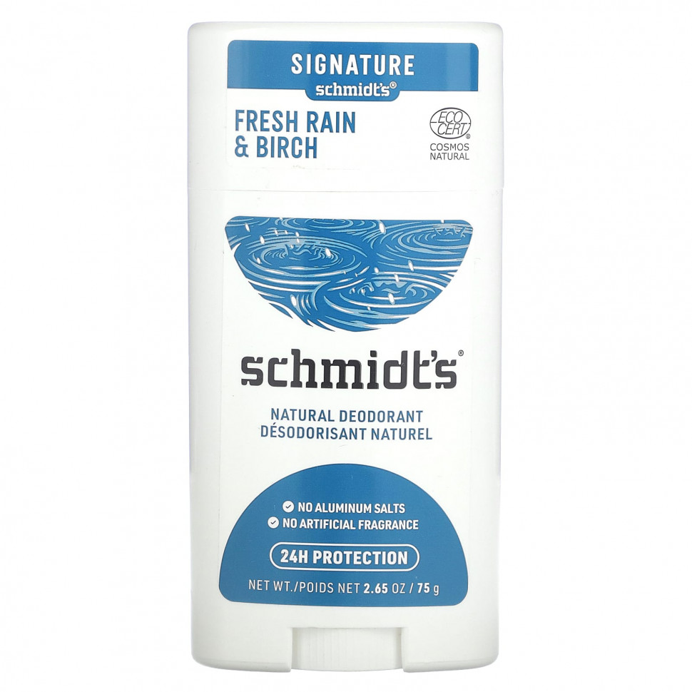 Schmidt's, Натуральный дезодорант, Fresh Rain & Birch, 75 г (2,65 унции) - SMD-01124-20 г
