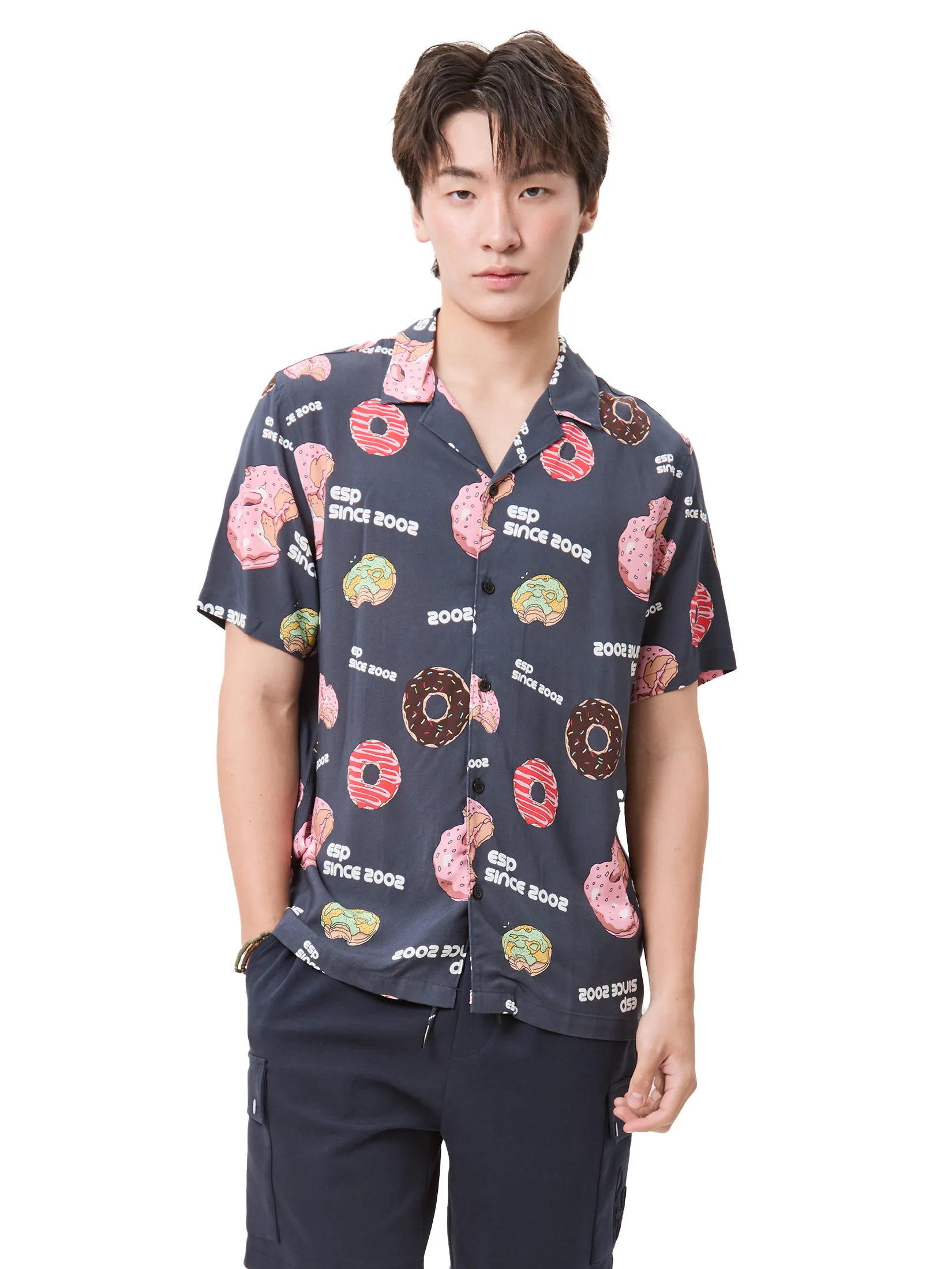 ESP Frenchie Hawii Shirt Man Navy Blue