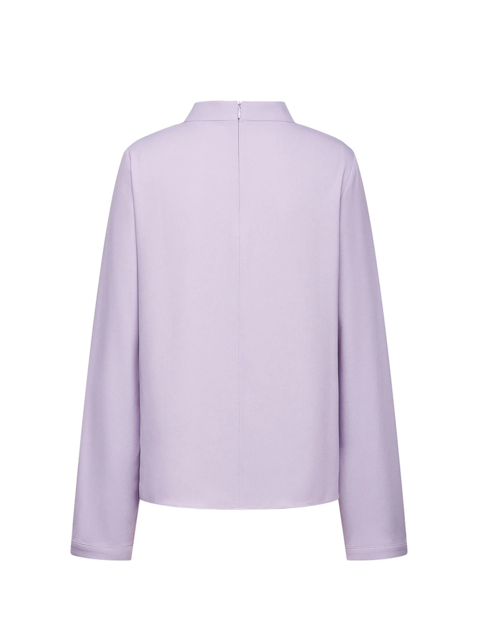 G2000 Women Clothing Crepe Stand Collar With Tie Detail Long Sleeve Blouse Regular Fit - Purple
