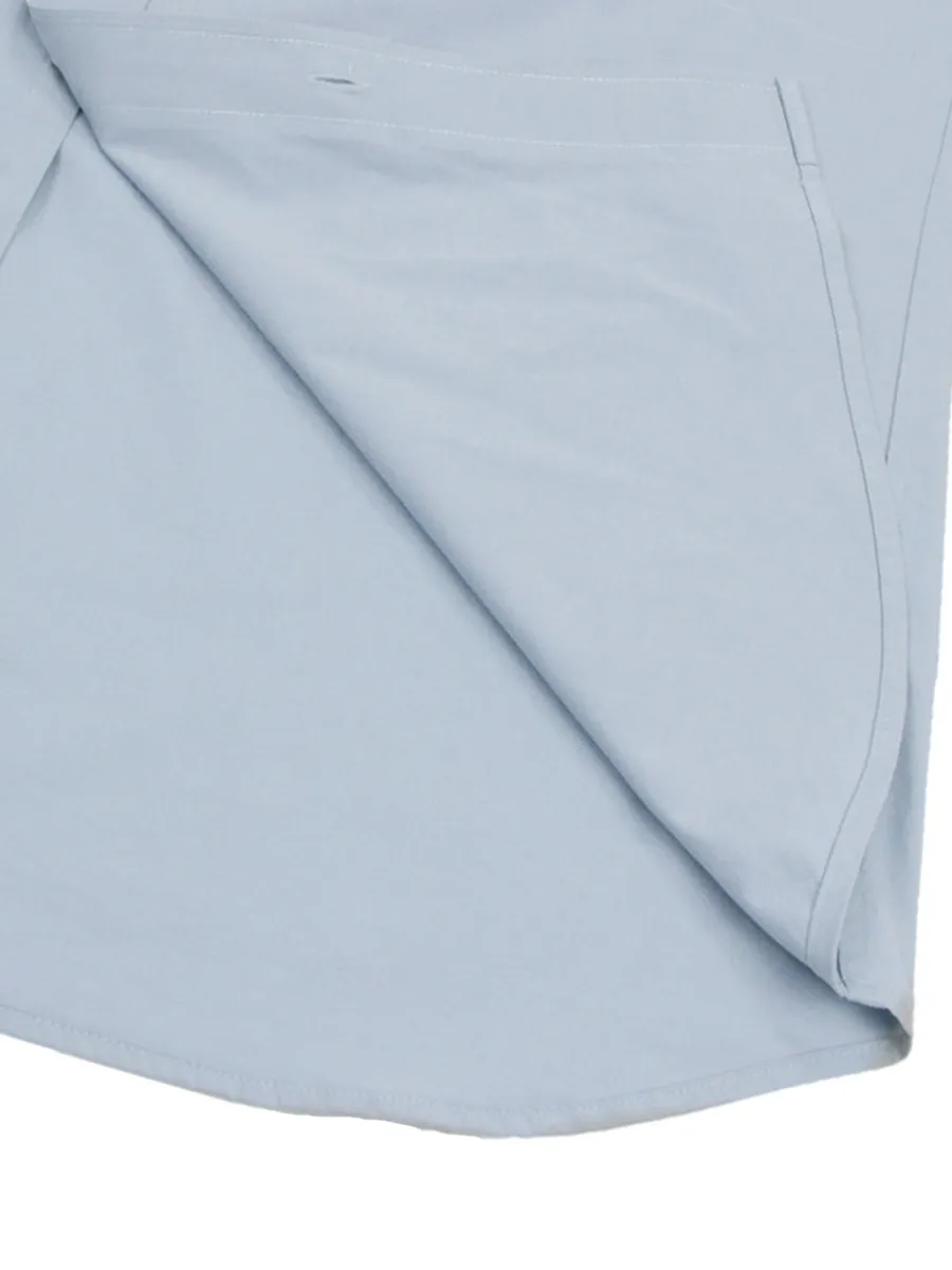 GIORDANO Men s Slim Fit Long Sleeve Stretch Shirt (Poplin)  Light Blue