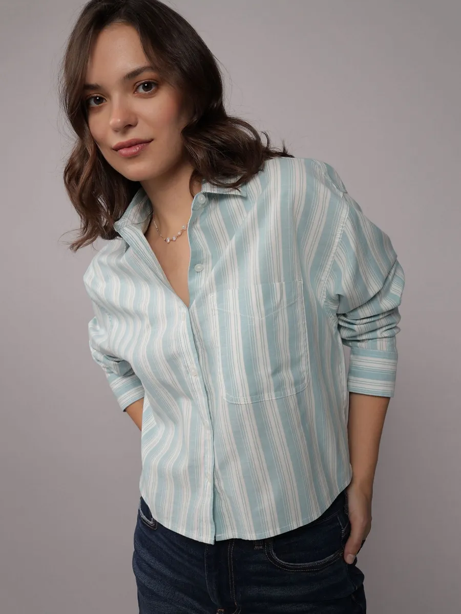 AMERICAN EAGLE WOMEN CORE ST HEM CROPPED PREP 395 TEAL