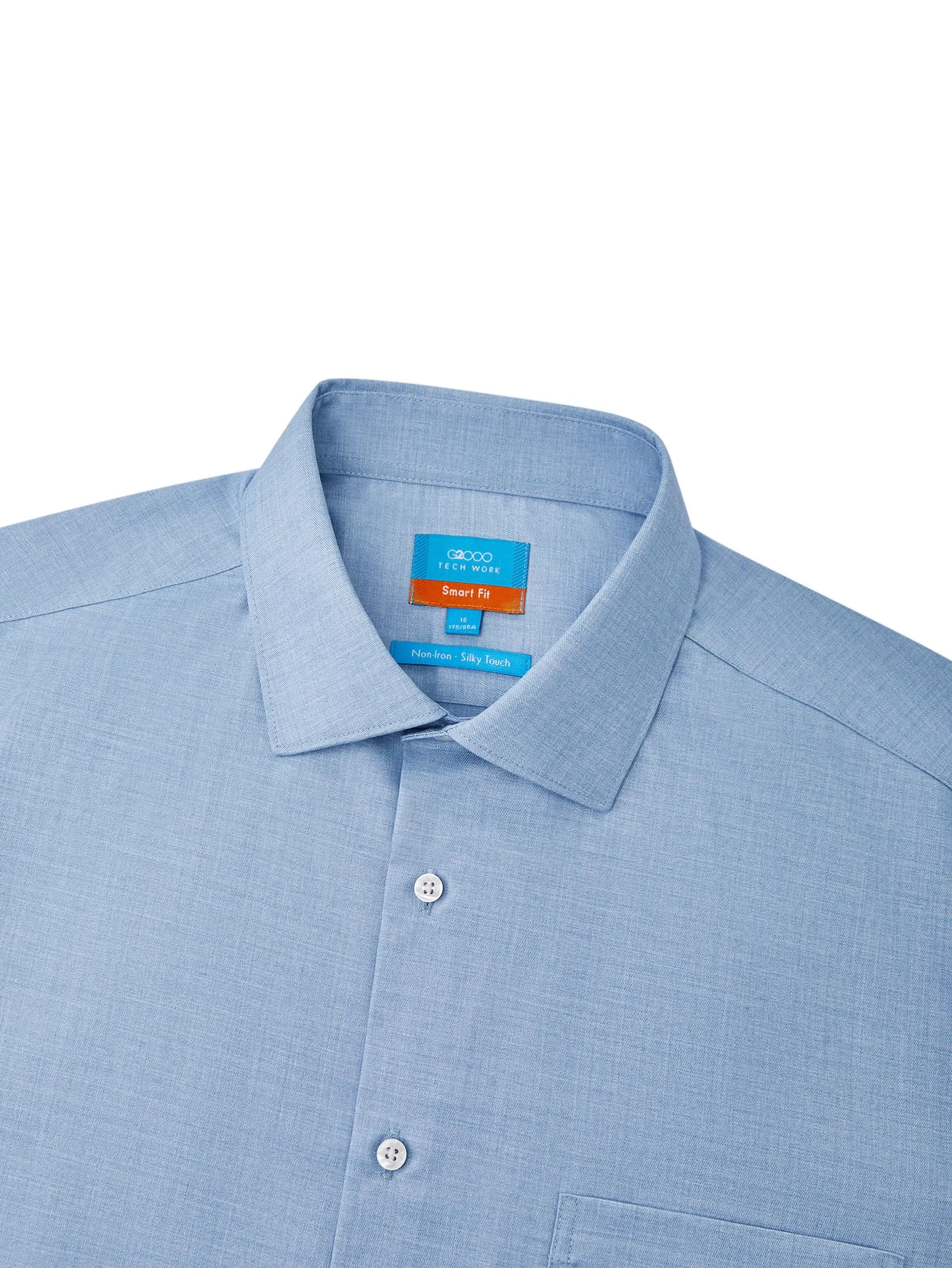 G2000 Men Clothing Non-Iron Silky Touch  Short Sleeve Shirt  Smart Fit - Blue