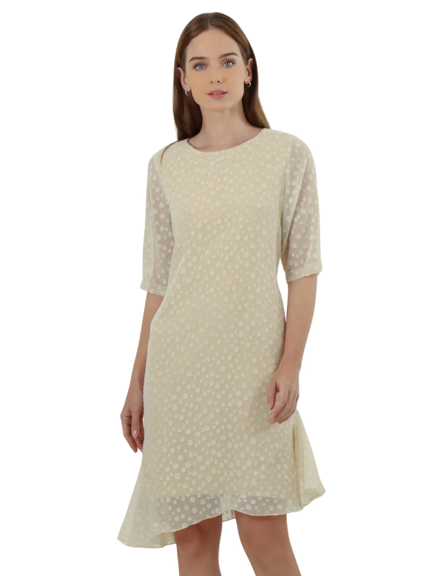VERONIQA Women Dress Long Sleeves Uragiri Cream