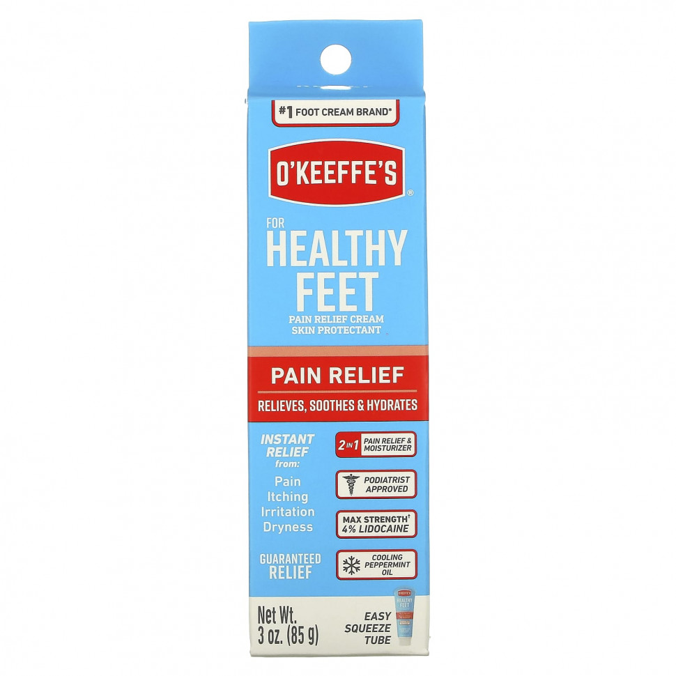 O'Keeffe's, For Healthy Feet, обезболивающий крем, 85 г (3 унции)