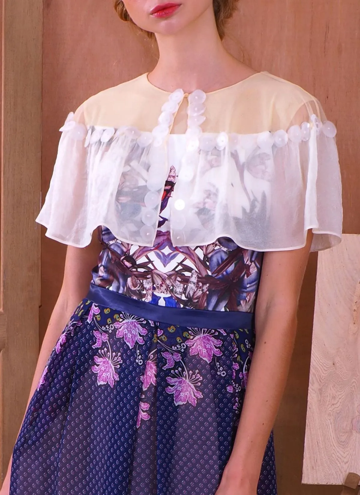 PEDZ Purple Pedz Aesthetic Birds Under Shawl Maxi Dress