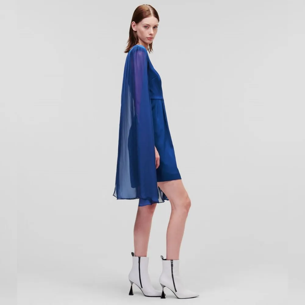 KARL LAGERFELD CAPED EVENING DRESS DARK BLUE