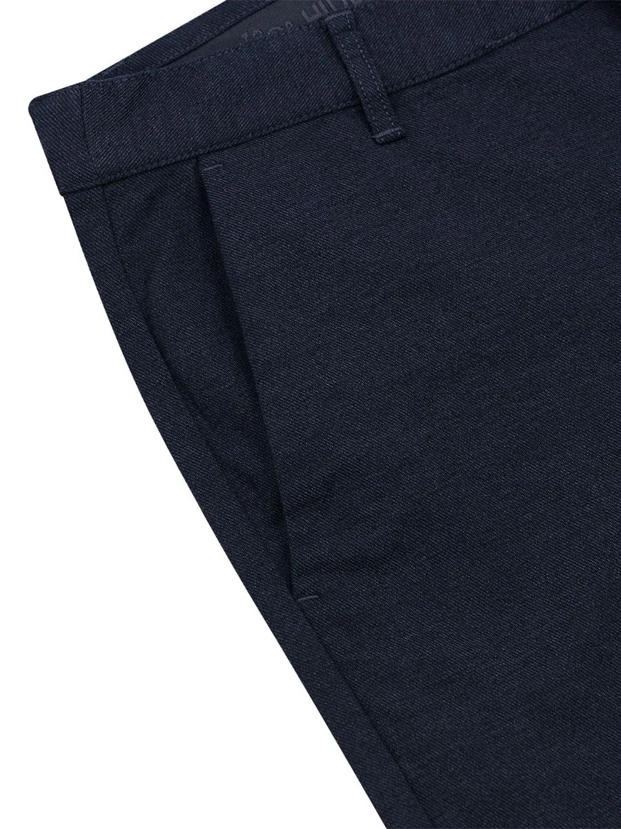 GIORDANO Men's Slim Easy Care Twill Cropped Pants (180° Elastic Waistband) Dark Heather Blue