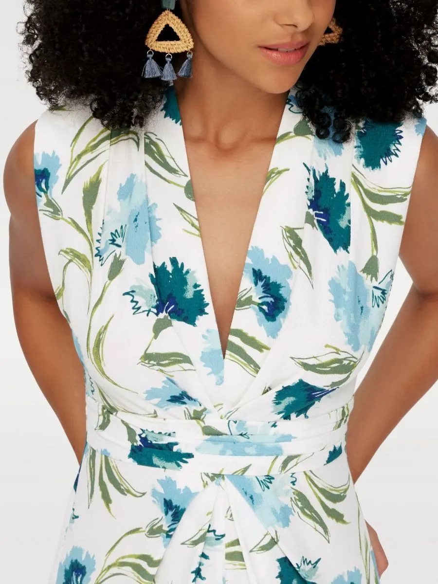 DIANE VON FURSTENBERG WOMEN DVF LIVIA DRESS DIANTHUS LARGE MED BLUE