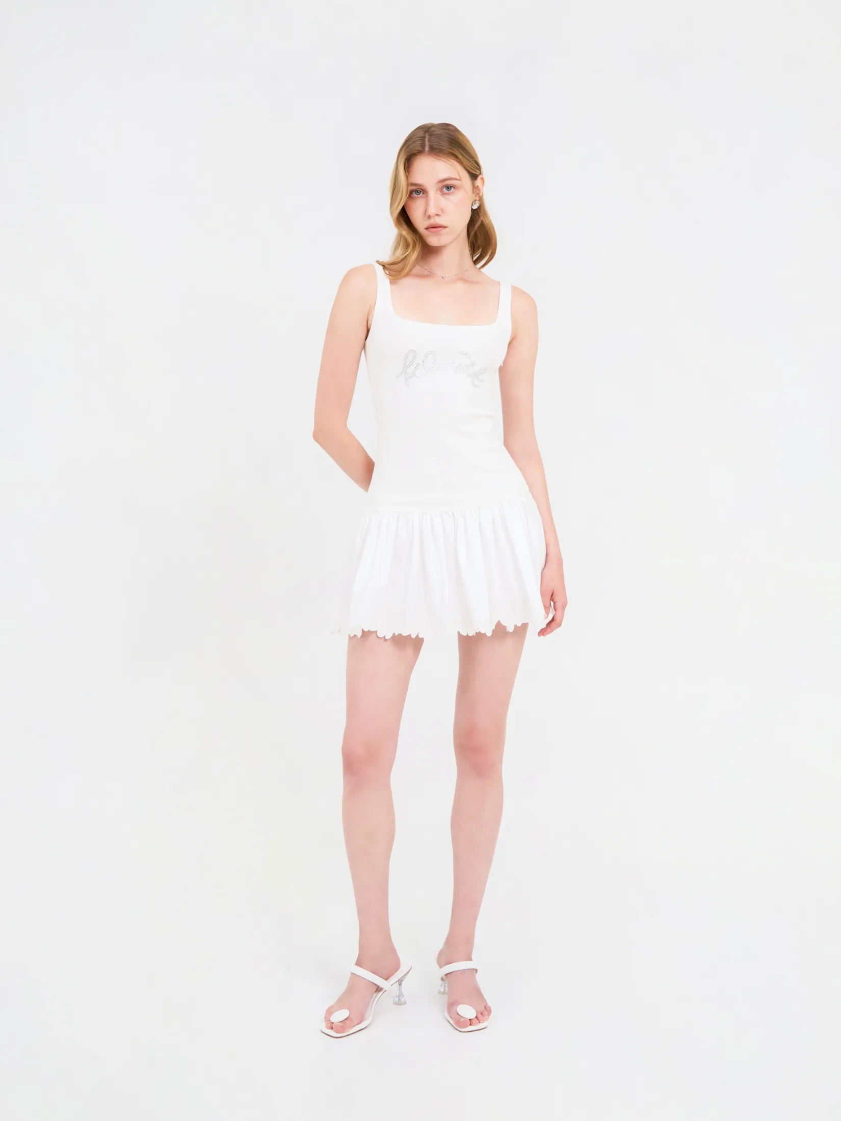 KLOSET (SS25) Women Kloset Flared-Hem Dress White