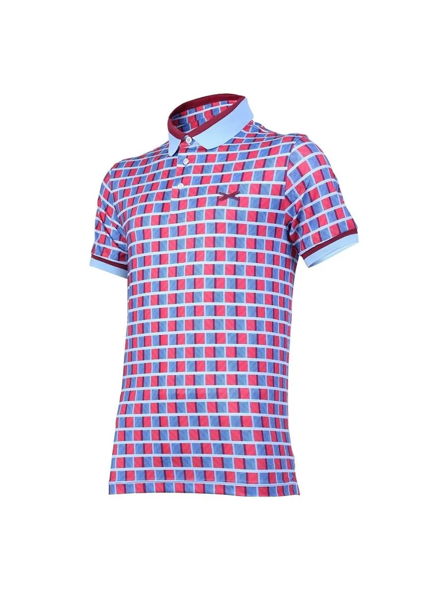 XOLO Red MEN ABSTRACT BLOCK POLO (040068)