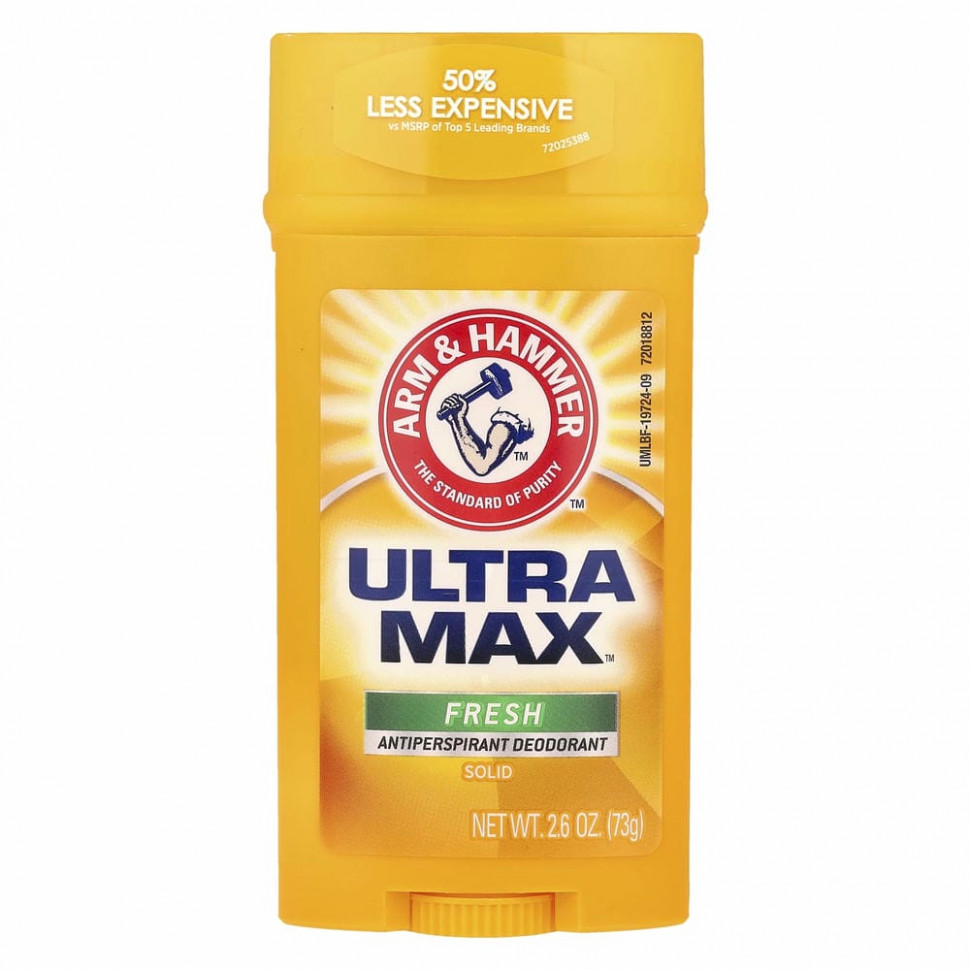 Arm & Hammer, UltraMax, твердый дезодорант-антиперспирант для мужчин, аромат «Свежесть», 73 г (2,6 унции)