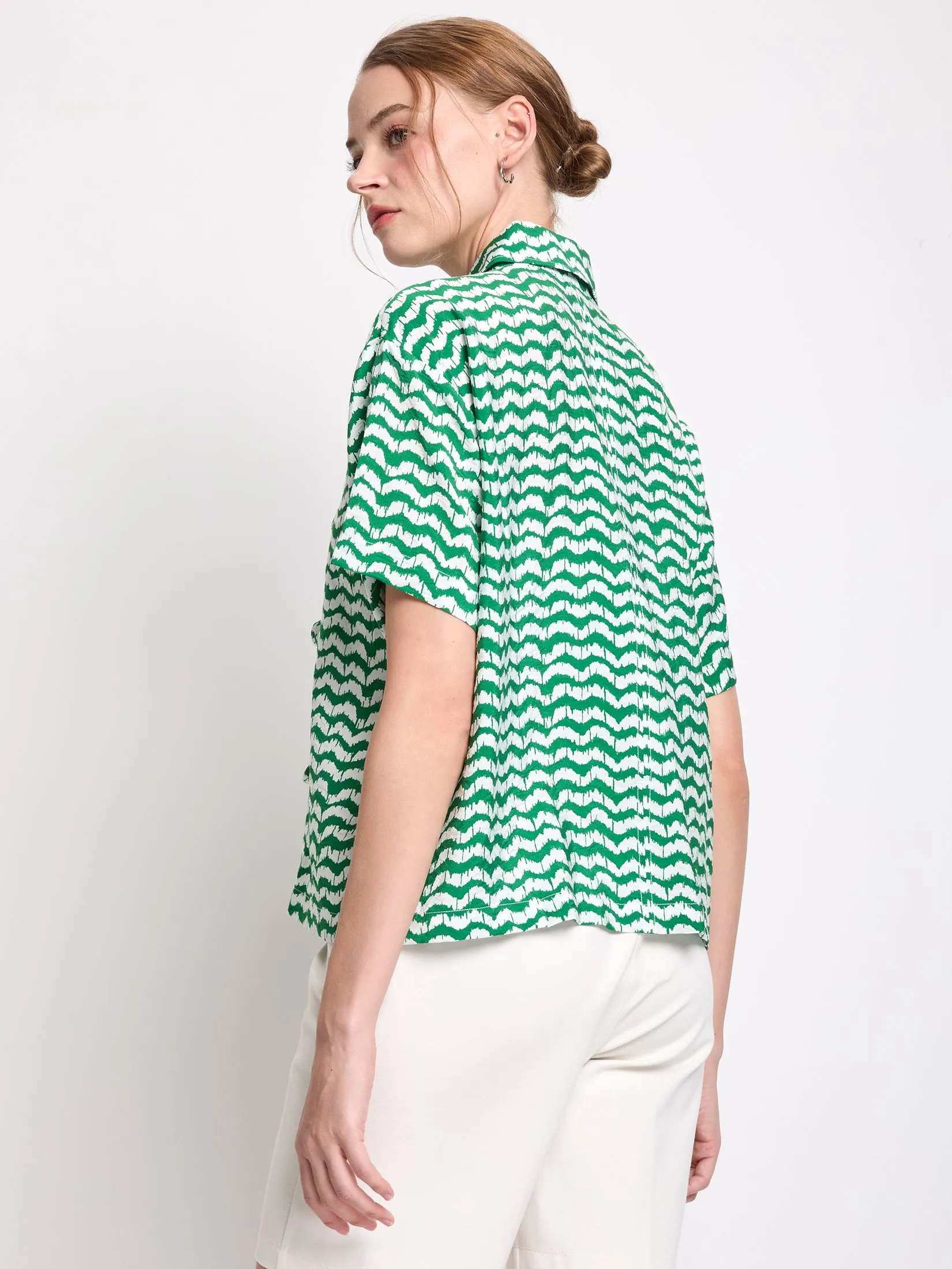 EASY PIECES Women Blouse Short Sleeves Front-Tie Closure