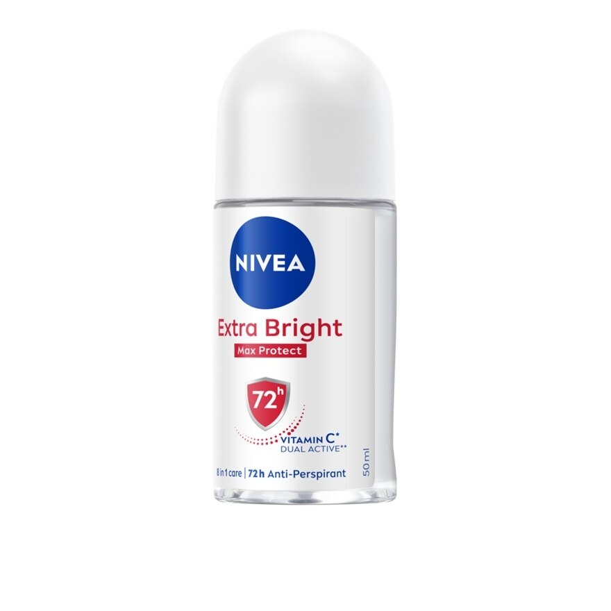 Nivea Roll On Extra Bright Max Protect 50 Ml. โรลออน ลดเหงื่อ ระงับกลิ่นกาย