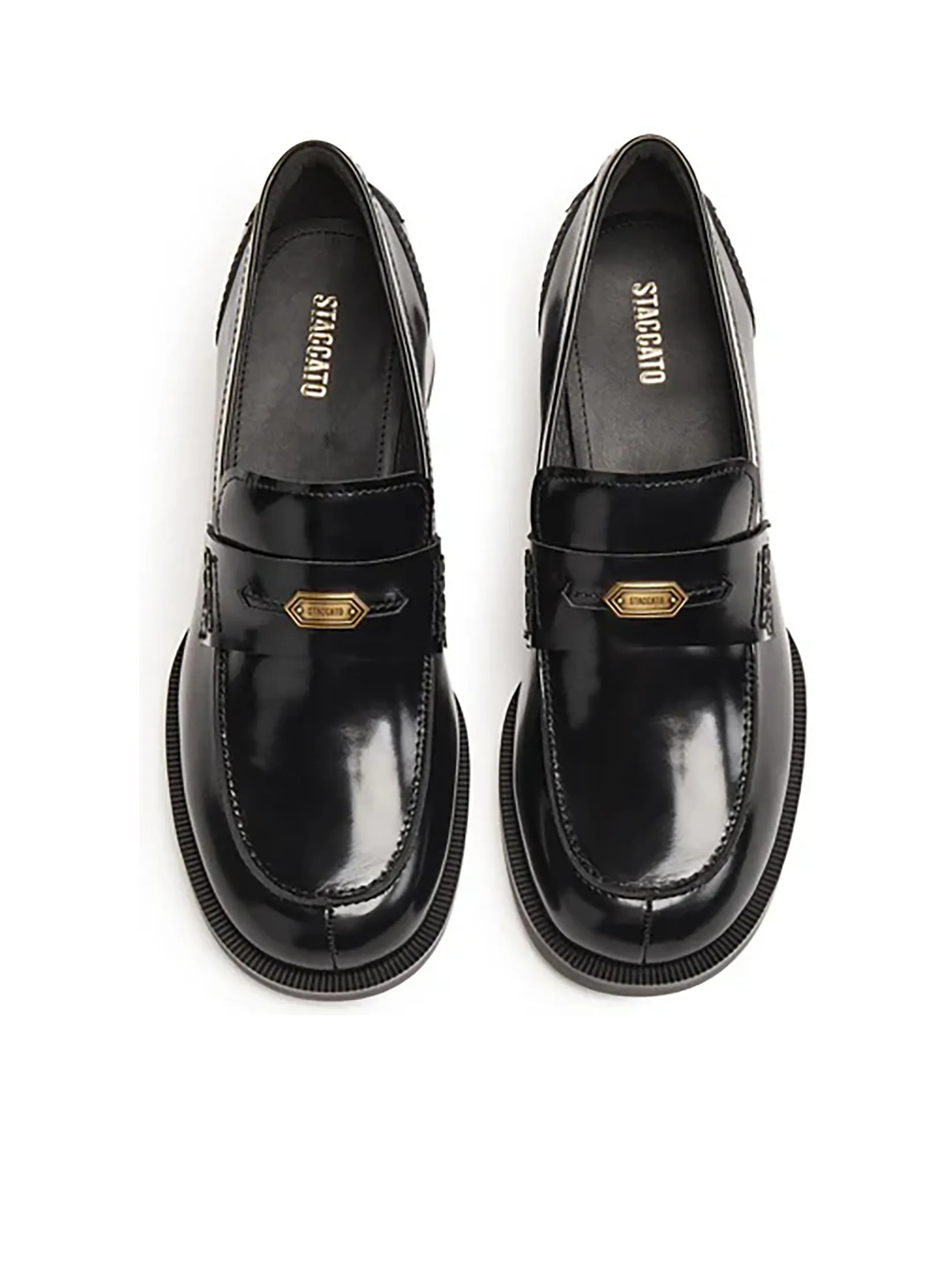 STACCATO Women Loafers Block Heel Metal Bucket Black