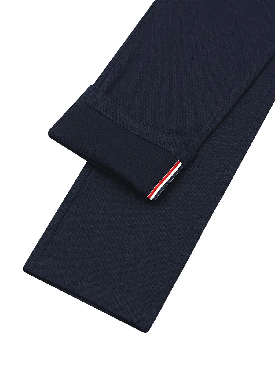 GIORDANO Men's Super Stretch Easy-Care Pants (180° Waistband) Dark Heather Blue