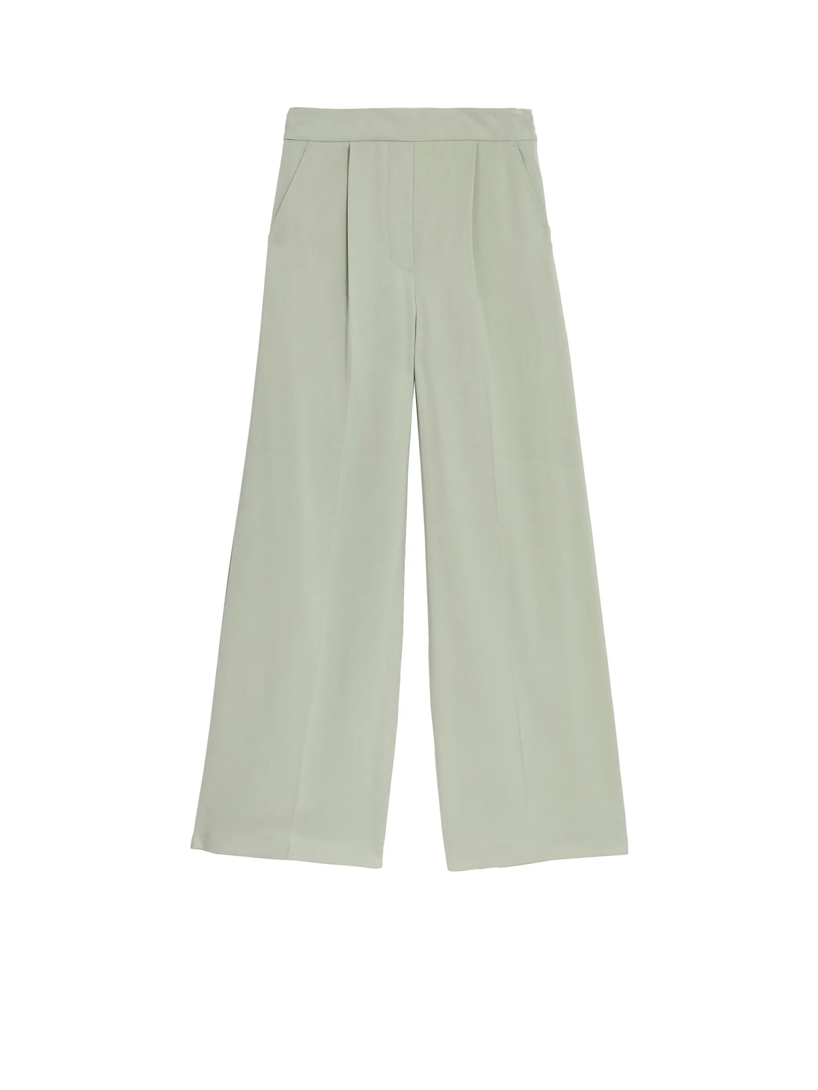 MARKS & SPENCER Women Wide Leg Trousers Pleat Front Soft Green