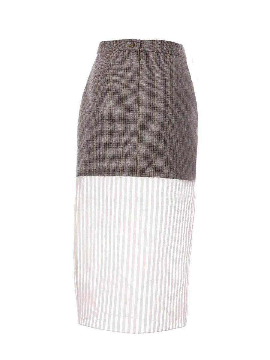 SENADA WOMEN WOOL BLEND BEIGE PENCIL SKIRT