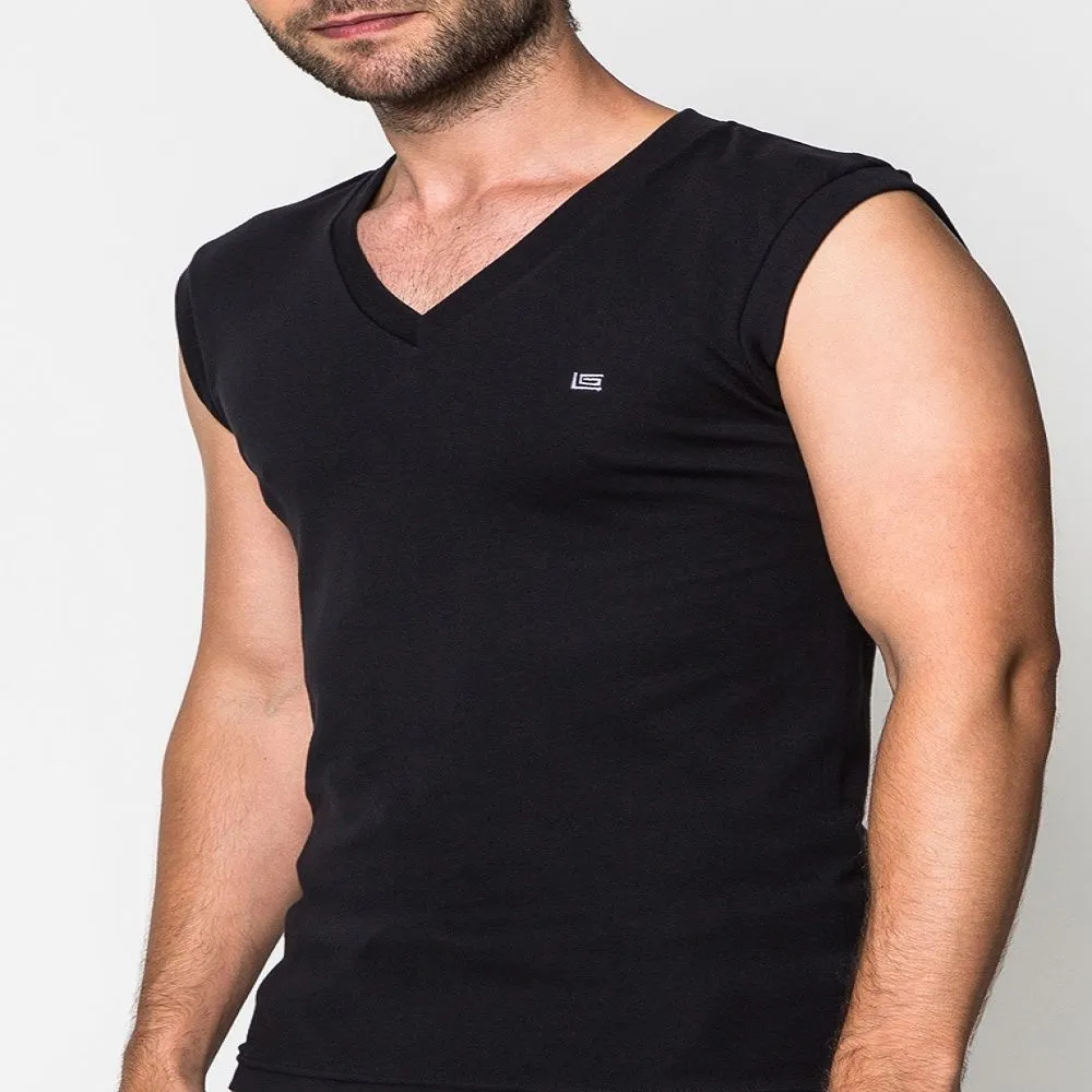 GUY LAROCHE INNERWEAR Black Tank top V neck JVS2423R8BL
