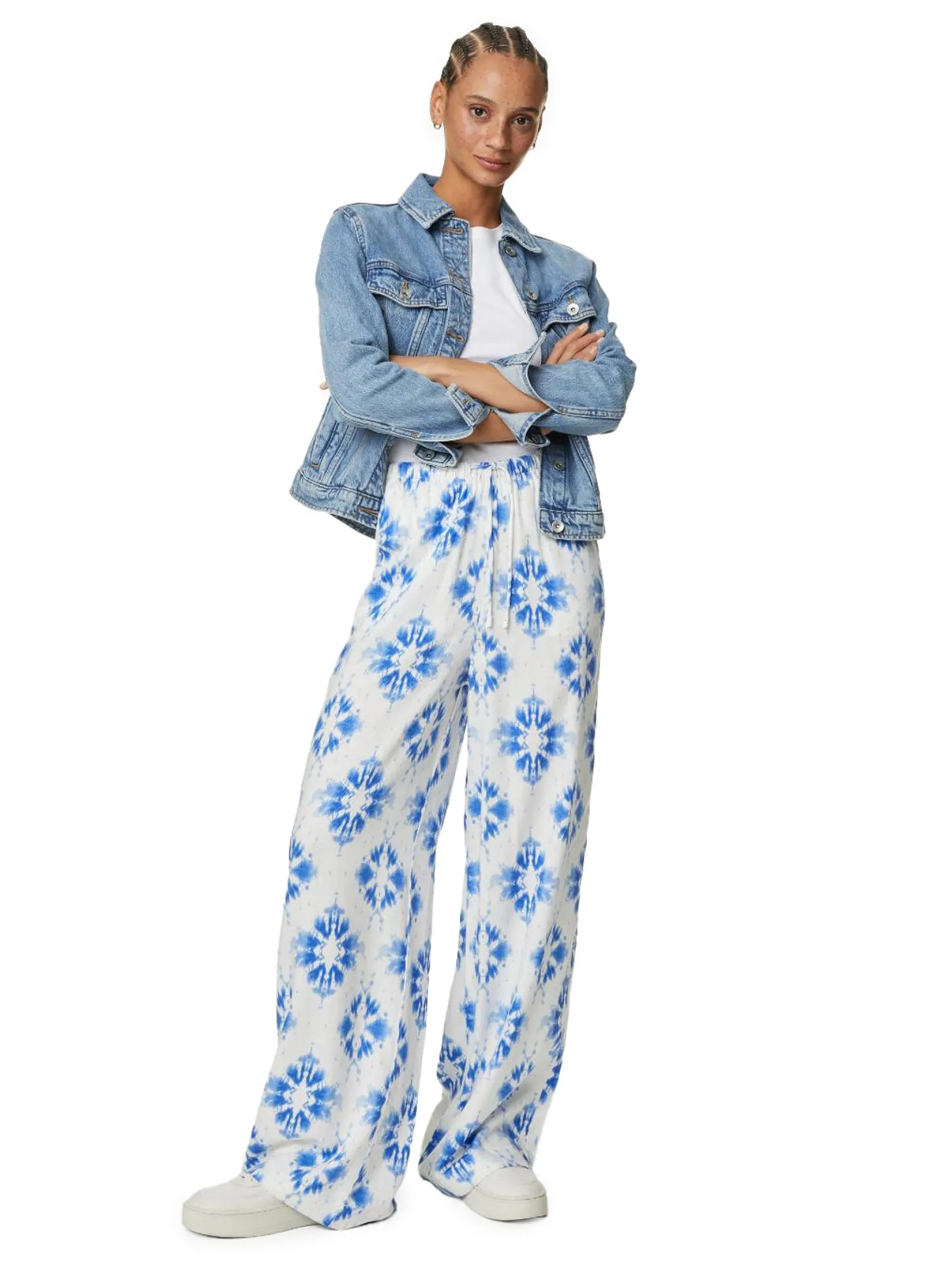 MARKS & SPENCER Women Trousers Wide Leg Floral Elasticated Waisted