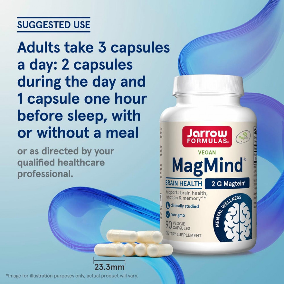 Jarrow Formulas, MagMind, магний, 90 вегетарианских капсул